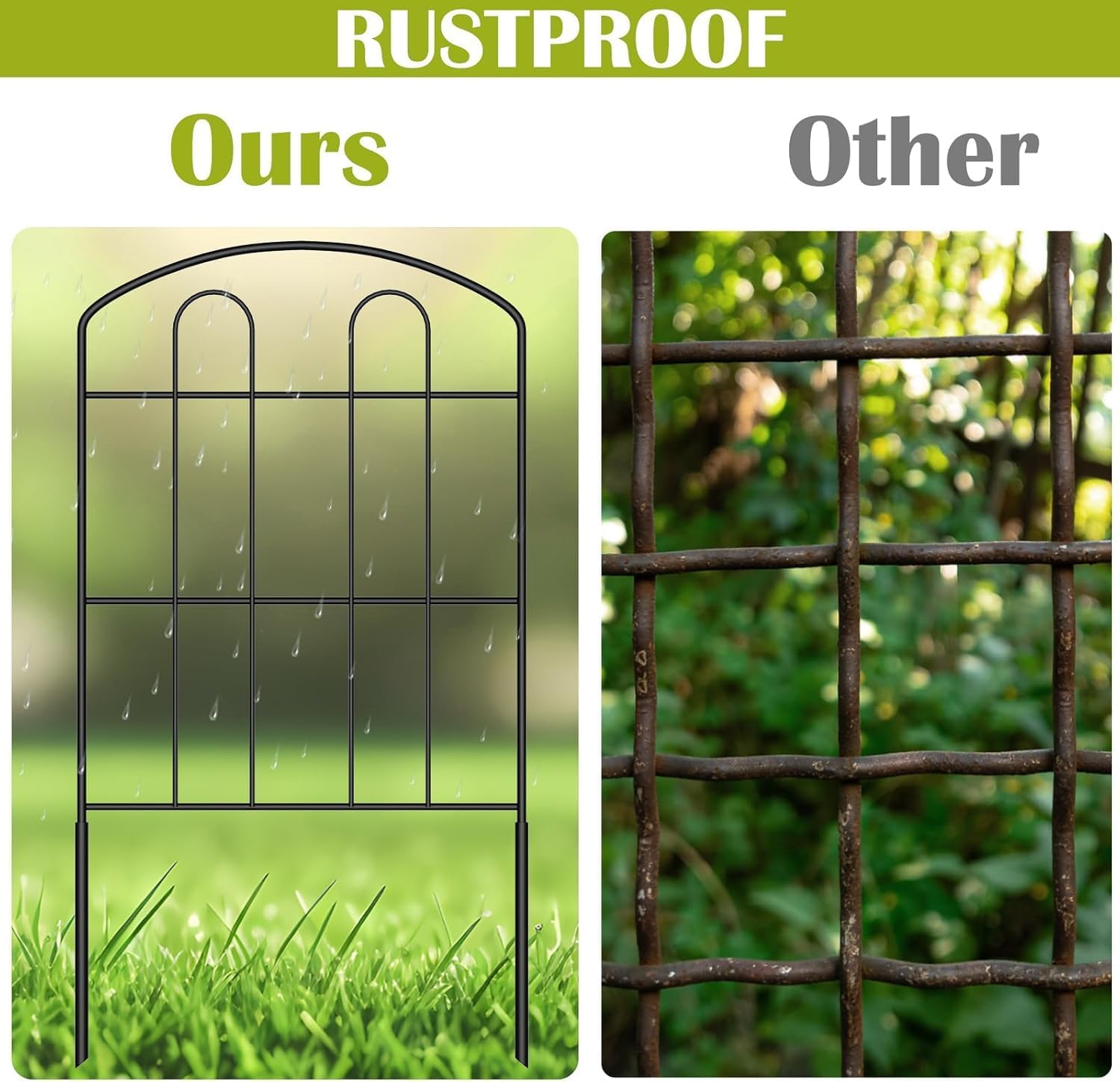 Detalle de LIANTRAL Garden Fence: 6.6m Modular 61cm High Steel Border for Garden Edging