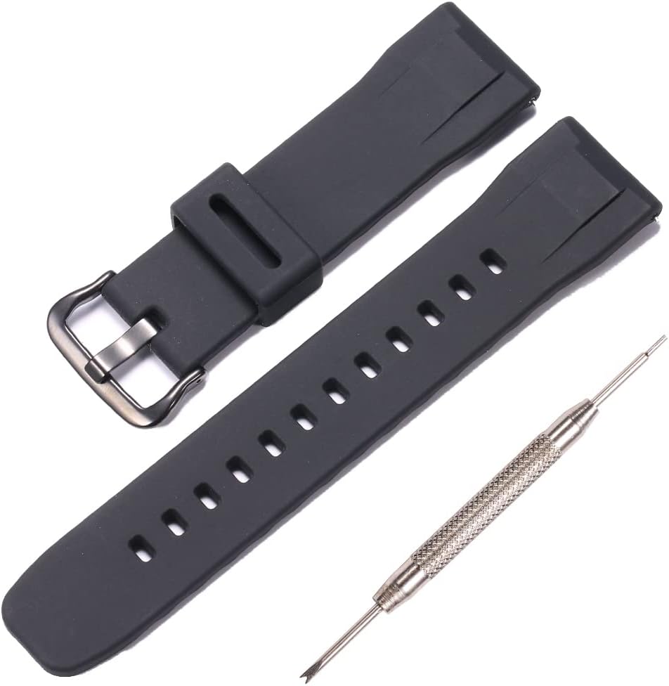Detalle 1 de 24 mm Silikon Schnellverschluss-Uhrenband kompatibel mit Casio PRG-650Y / PRG-600 / PRW6600 – Ersatzarmband