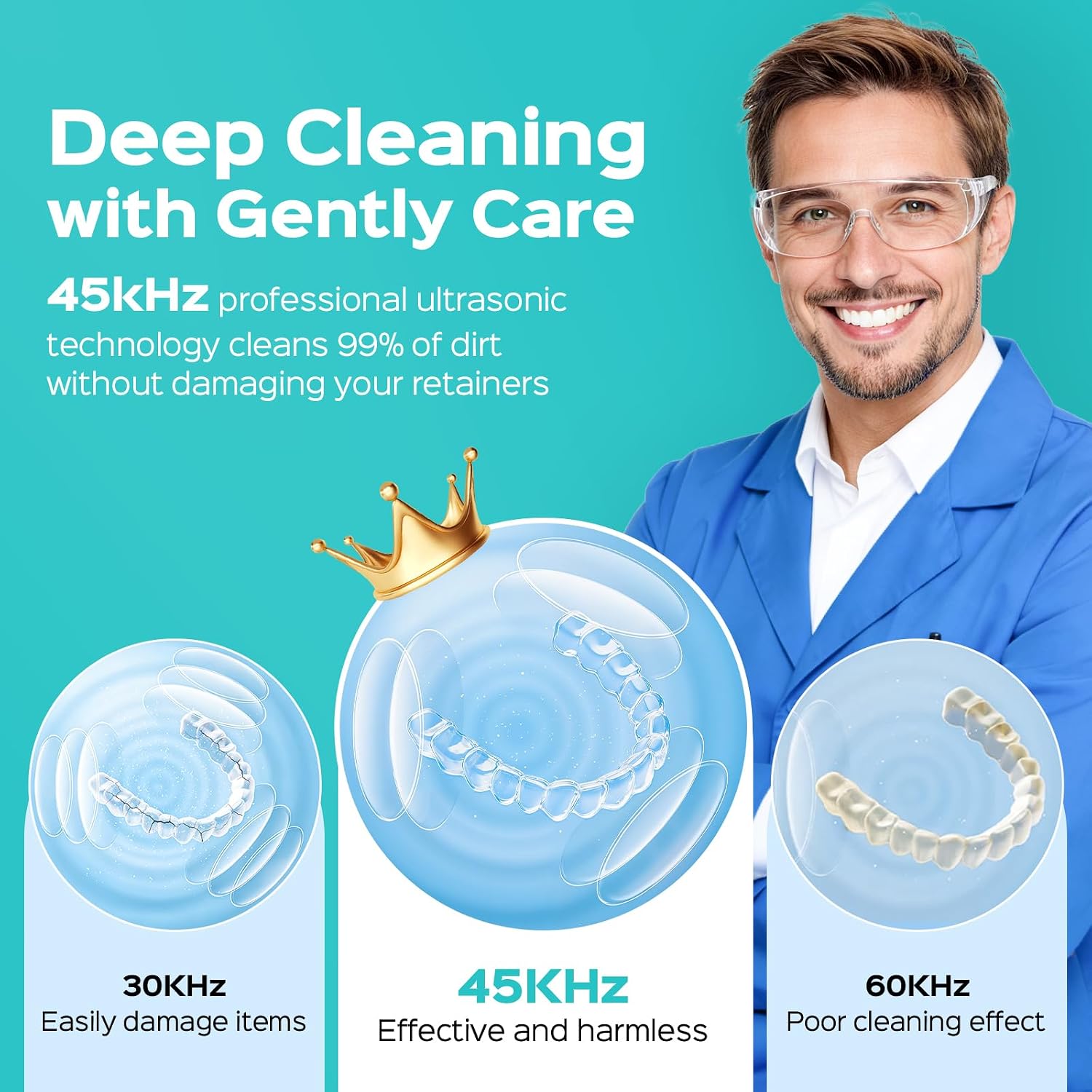 Thumbnail 2 de COSLUS C60 Ultrasonic Retainer Cleaner: 45kHz Cleaning for Aligners, Retainers & Dentures