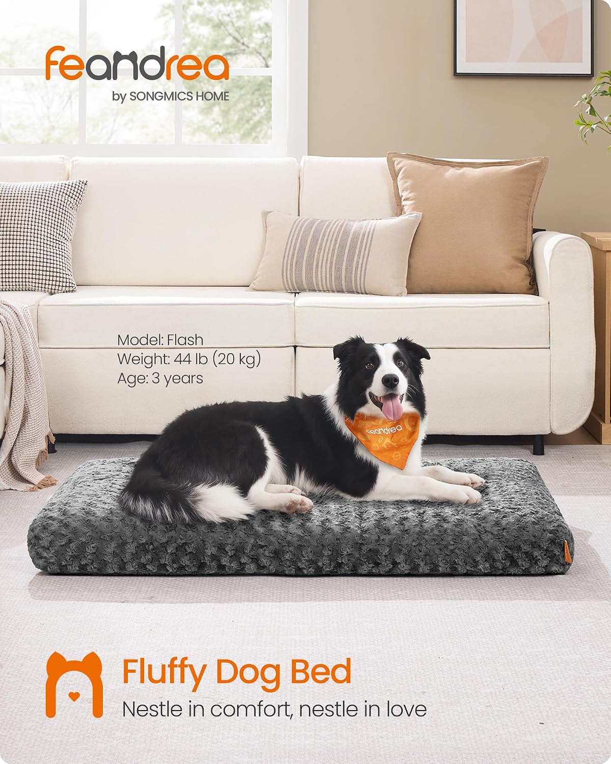 Detalle 2 de FEANDREA PGW293GN01 XL Dog Bed, 10 cm PP Padding, Washable Plush, Non-Slip Base