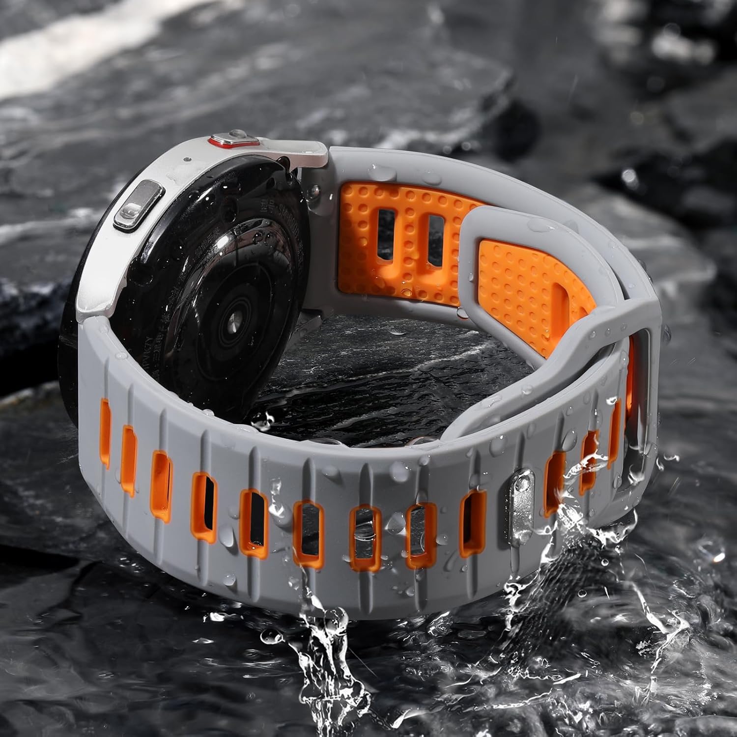 Thumbnail 5 de CeMiKa 20mm Rugged Silicone Strap for Samsung Galaxy Watch Series (40mm/44mm) – Two-Tone