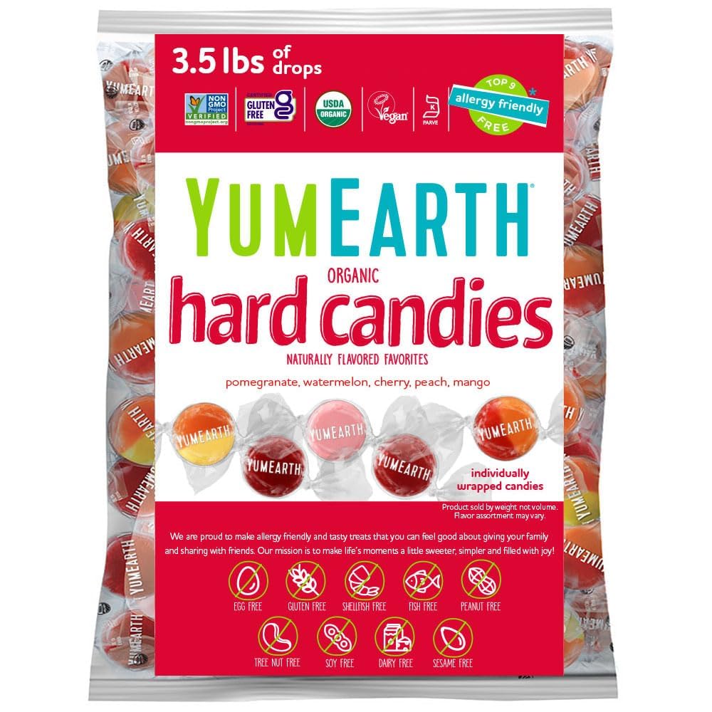 Detalle de YumEarth Organic Fruit Drops Hard Candy, Variety Flavors, Vegan & Gluten-Free