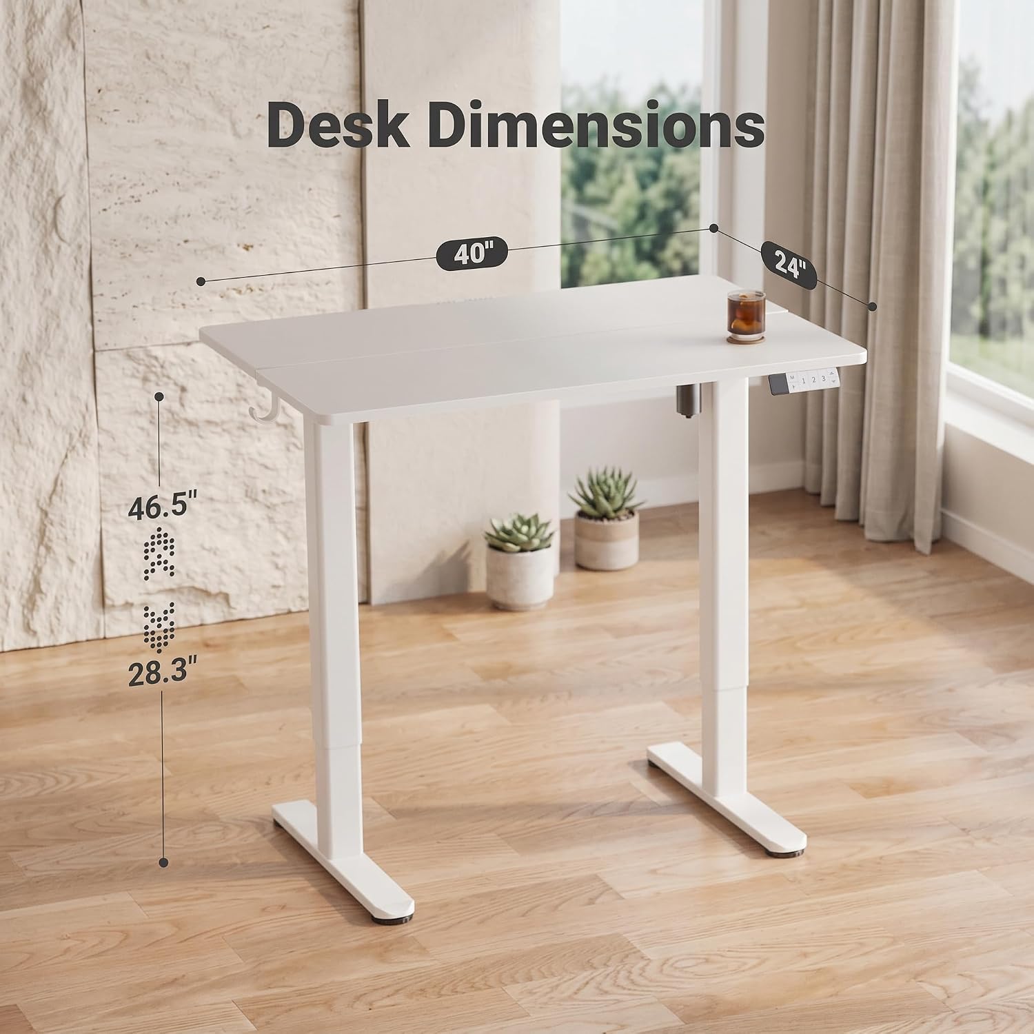 Detalle de Claiks P3.01.001.0003 Electric Standing Desk, 40 x 24 Inch, White