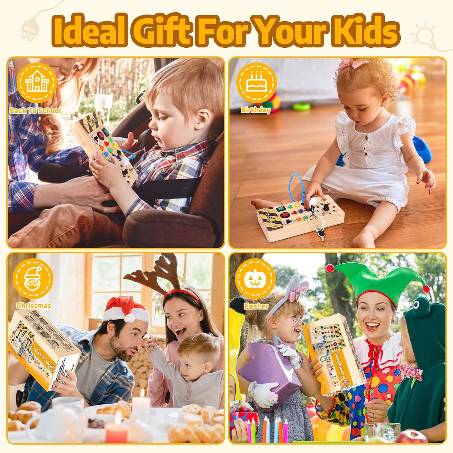 Thumbnail 5 de Konijiwa Montessori Busy Board: Wooden Sensory LED Switch Toy for Toddlers