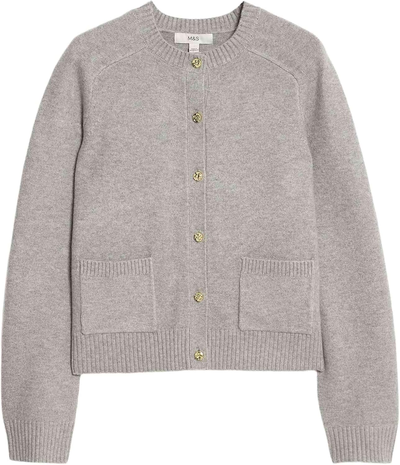 Detalle de Marks & Spencer Air Yarn kort damesvest met stretch, ronde hals en knopen