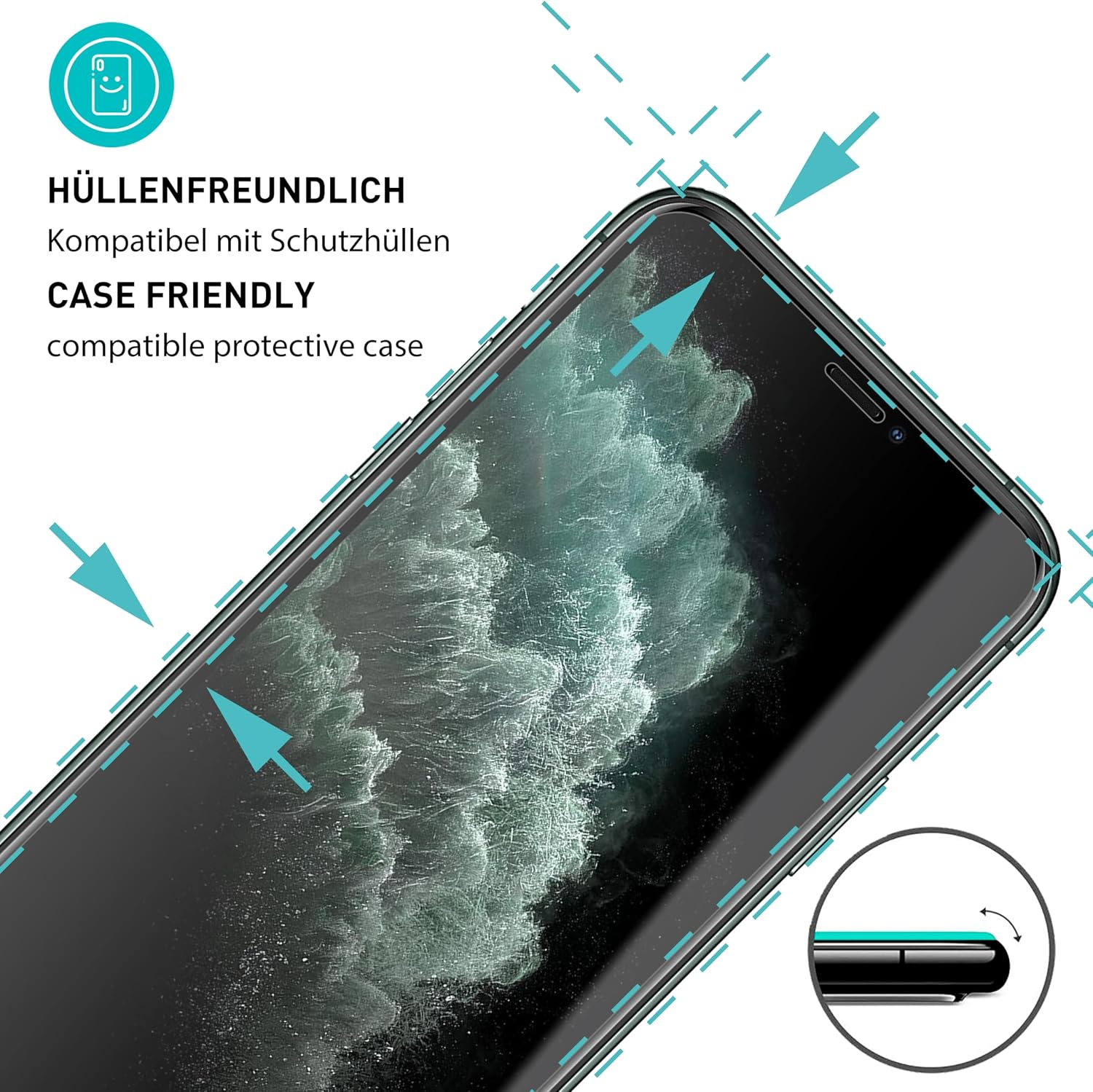 Thumbnail 1 de SmarTect Glass Screen Protector for iPhone X, XS and 11 Pro, 3-Pack, 9H