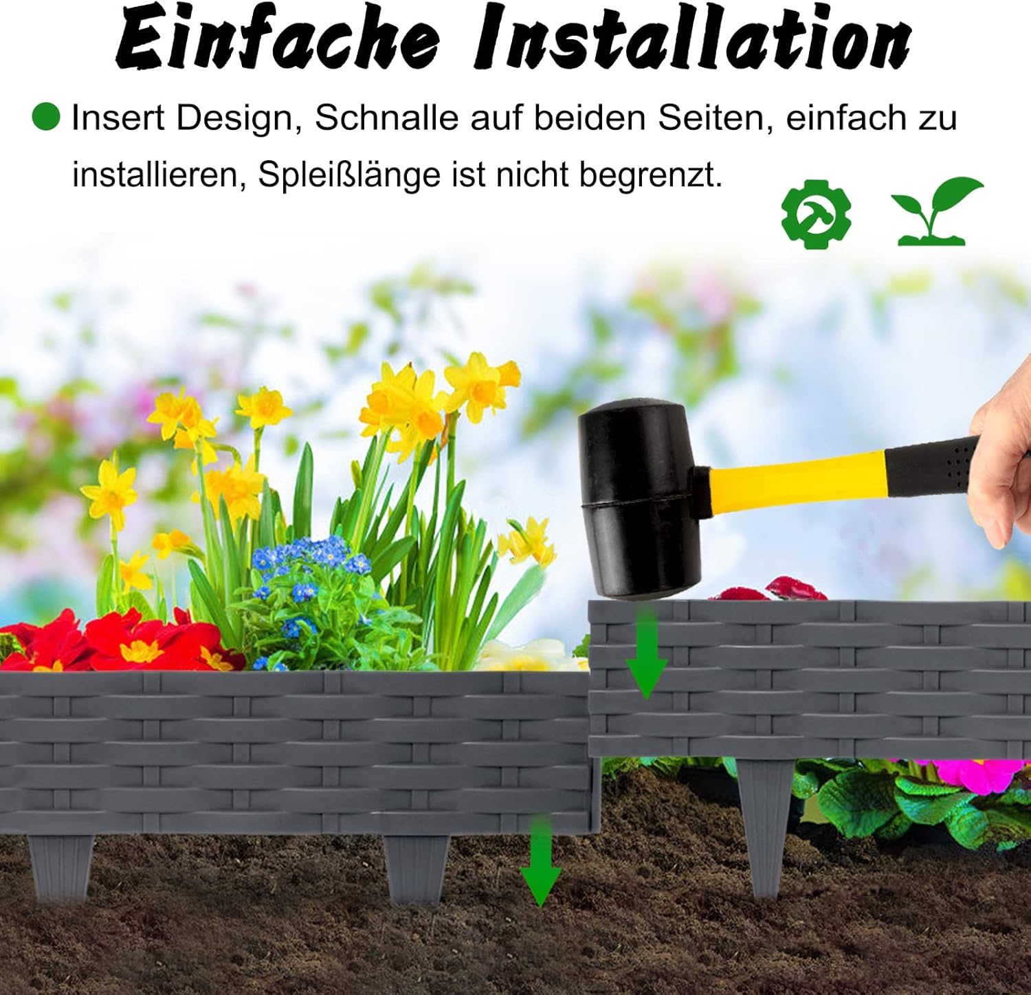 Thumbnail 3 de Aufun 15m Rattan Rasenkante – Flexible Beetumrandung aus PP, Anthrazit