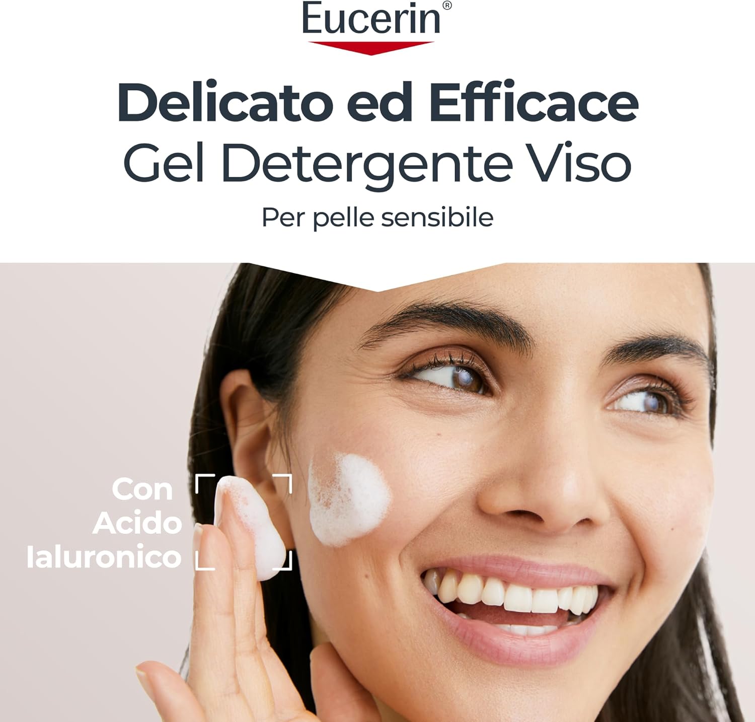 Thumbnail 1 de Eucerin DermatoClean Gel Detergente Viso 200 ml: schiumogeno idratante senza profumo con Acido Ialuronico