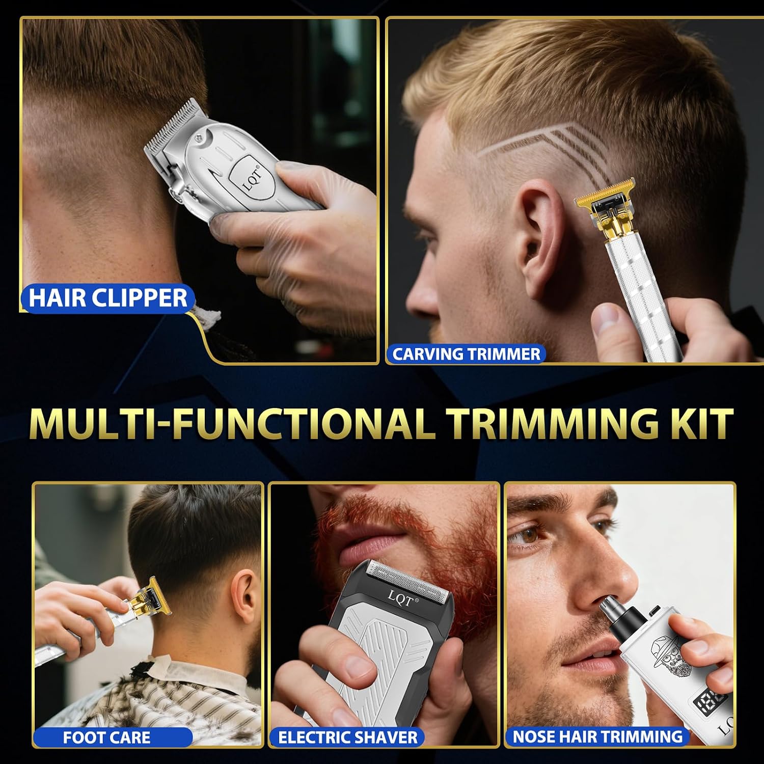 Thumbnail 6 de Hair Clippers for Men with LED Display: 4-Piece Cordless Grooming Kit by LQT
