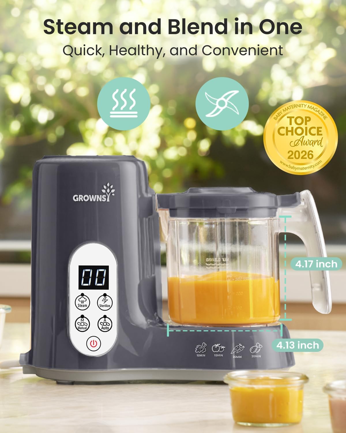 Detalle 2 de Grownsy Baby Food Maker 1-Step Steamer 🍲