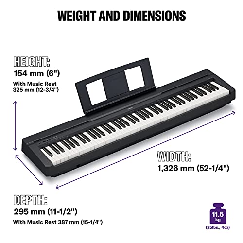 Detalle de Yamaha P-45: Piano numérique à 88 touches noir, compact et transportable