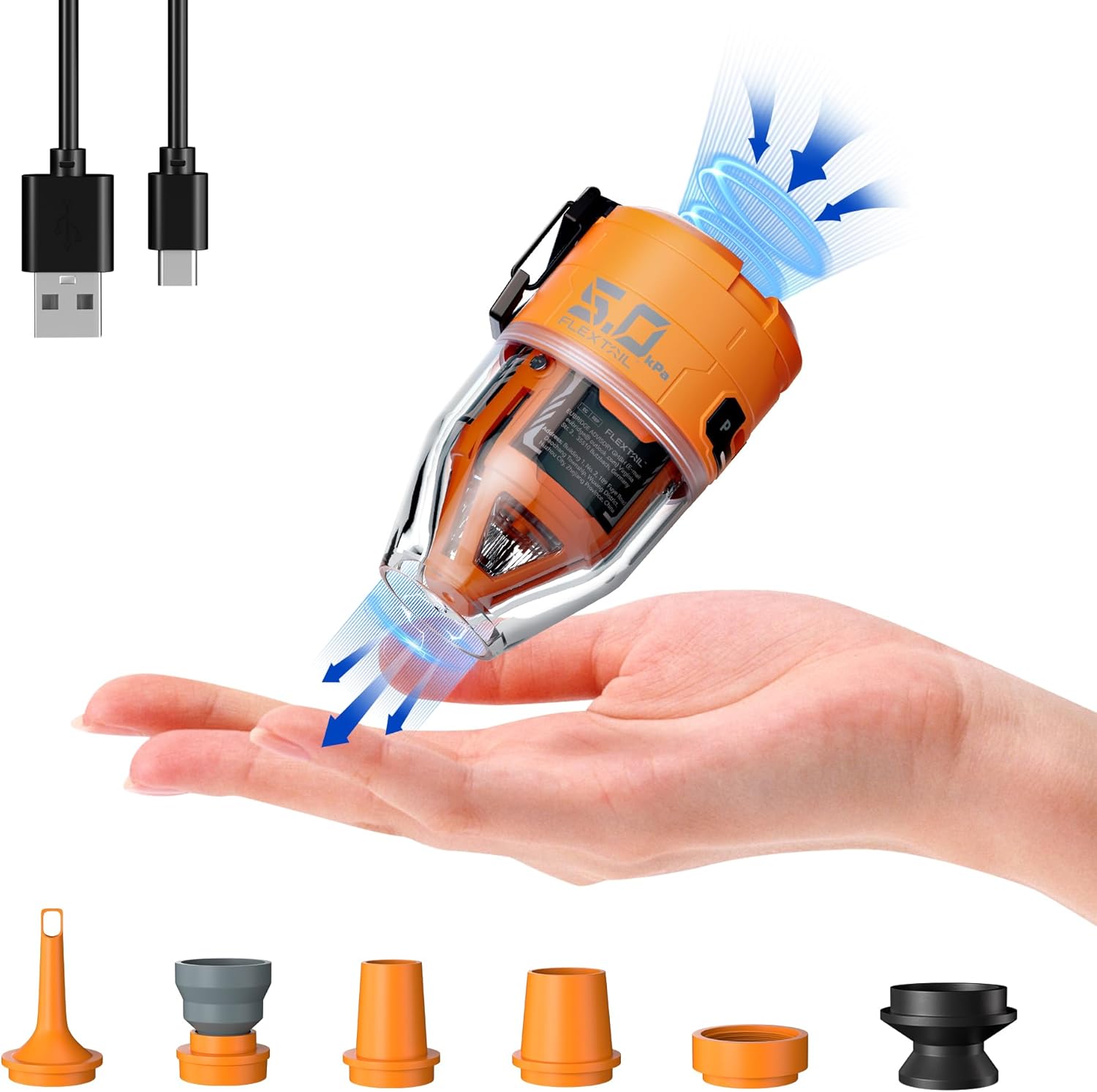 FLEXTAILGEAR MAX PUMP 3 Portable Air Pump (5.0kPa) with USB Rechargeable Light