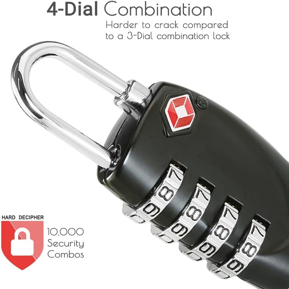 Thumbnail 1 de CFMOUR TSA Approved 4-Digit Suitcase Locks (4-Dial) – 2 Pack, Easy Read, Black