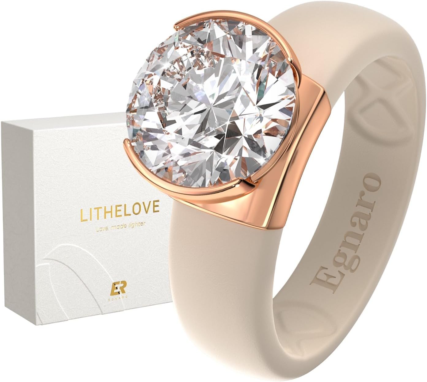 Detalle de Egnaro Silicone Ring with 9A-Grade Cubic Zirconia