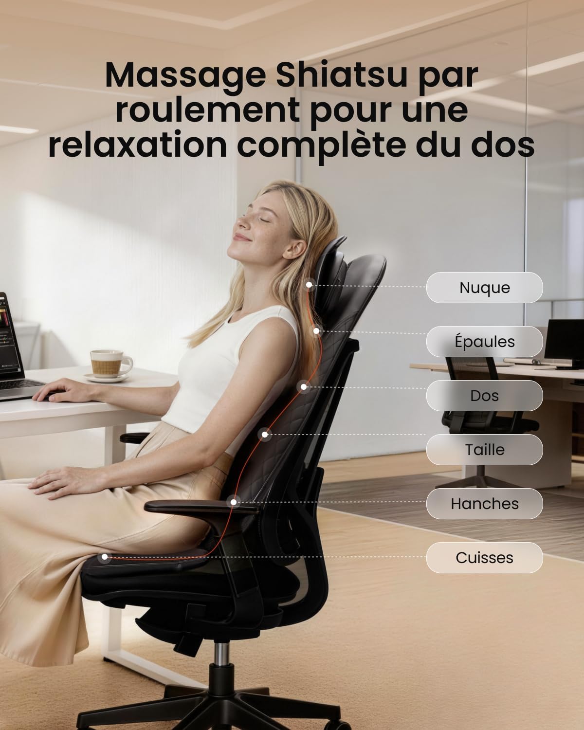 Thumbnail 1 de RENPHO Siege Massant : Coussin de Siège Shiatsu avec Chauffage для Cou et Dos