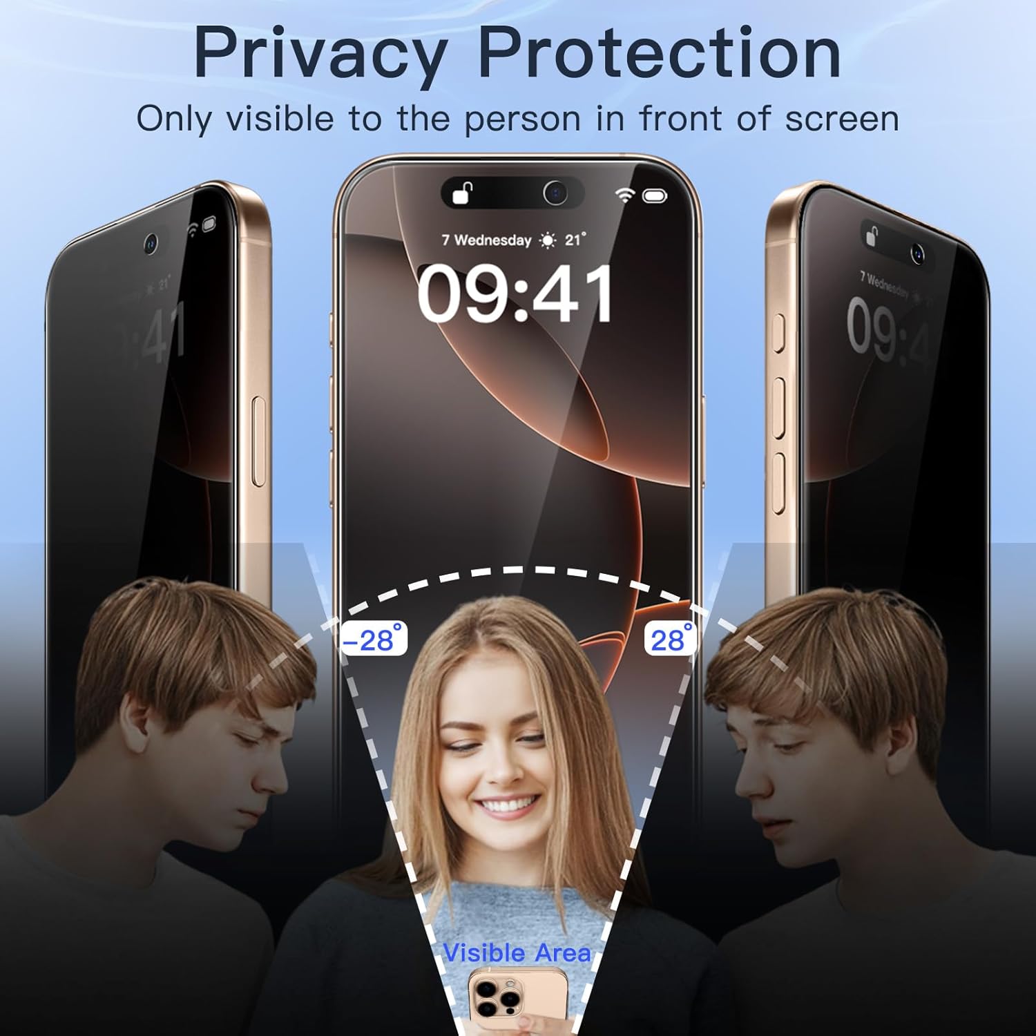 Thumbnail 2 de JETech Privacy Screen Protector for iPhone 16 Pro Max (6.9-inch) anti-spy tempered glass, 2-pack