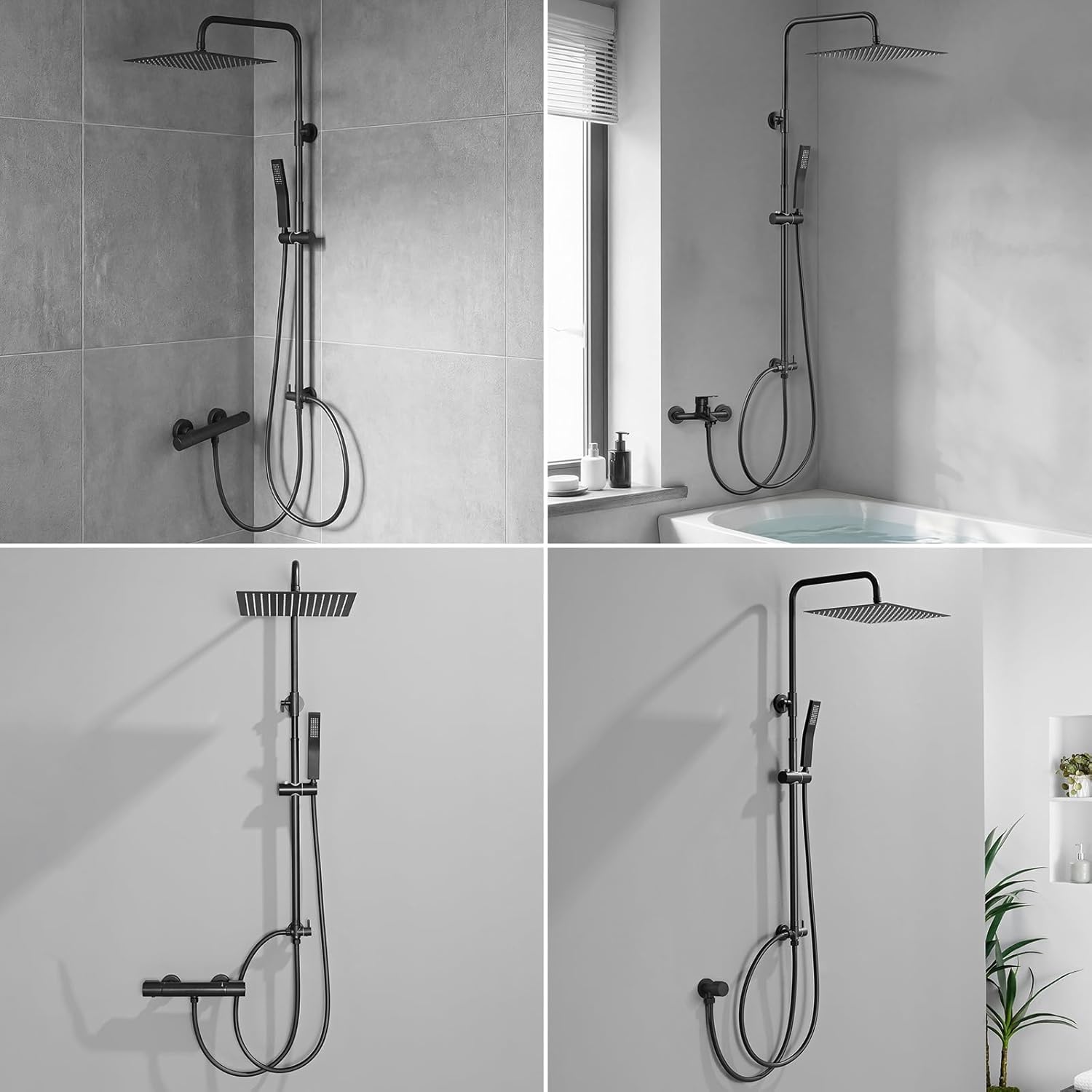 Thumbnail 1 de Auralum Colonna Doccia senza Miscelatore: Colonna in acciaio inox 304, altezza regolabile 72–110 cm con soffione 30 cm x 30 cm