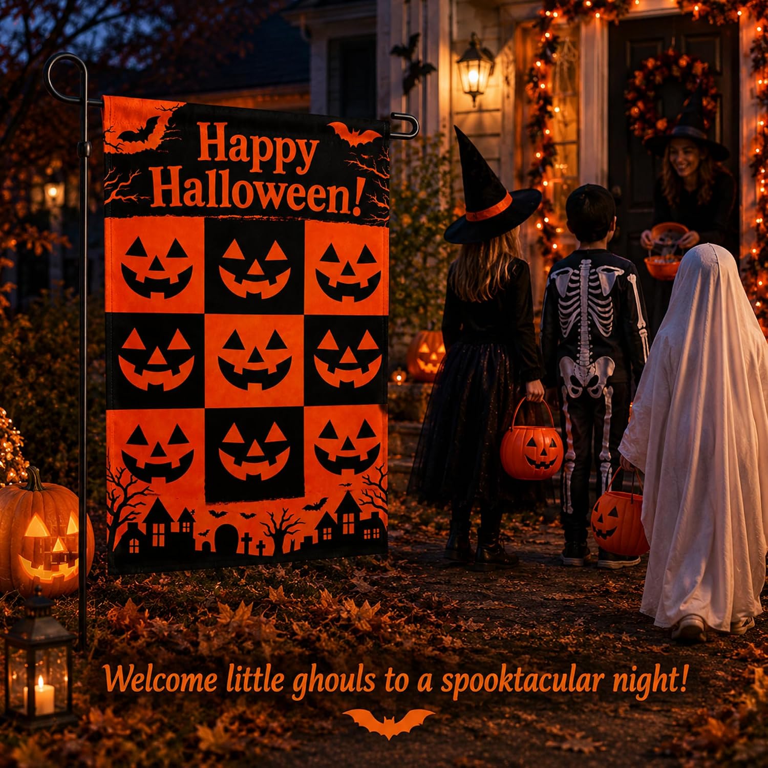 Thumbnail 4 de OHOME Halloween Garden Flag, Double-Sided Polyester, Orange and Black, 18 x 12 in