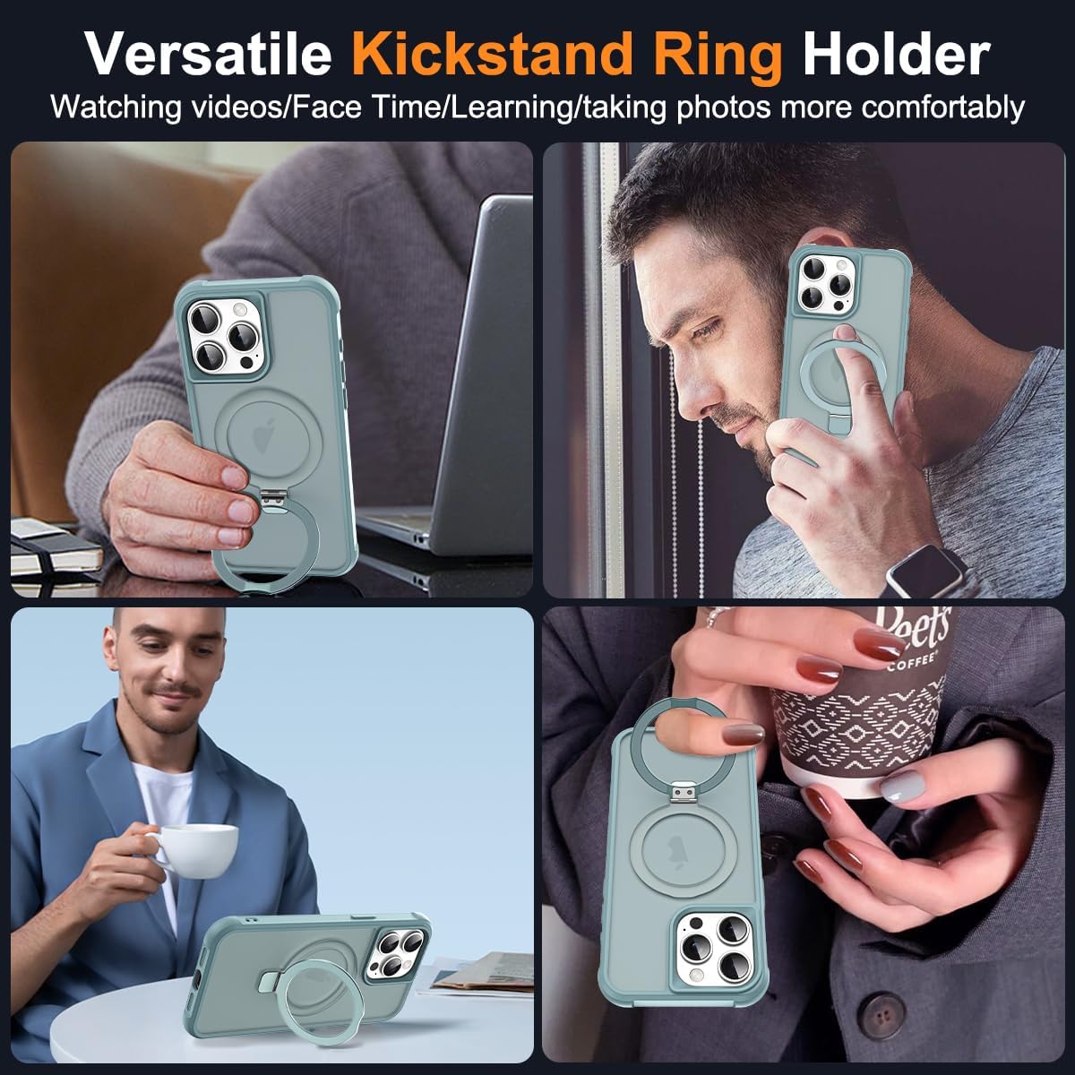 Thumbnail 4 de SKYLMW MagSafe iPhone 15 Pro Case with Invisible Magnetic O-Ring Kickstand (Translucent), Blue