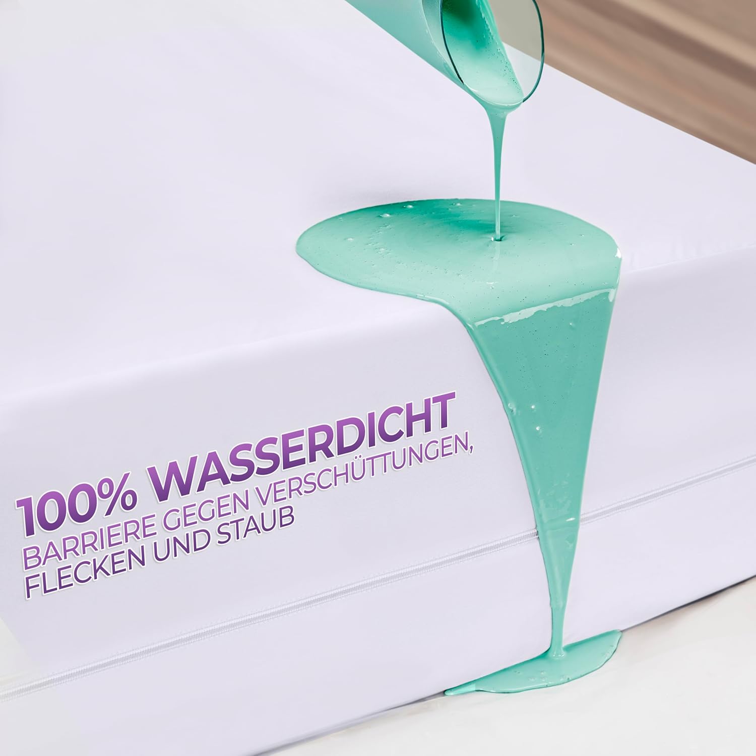 Detalle de Utopia Bedding Matratzenbezug wasserdicht 100 x 200 x 30 cm mit Reißverschluss (Oeko-TEX) – Matratzenschoner in Weiß