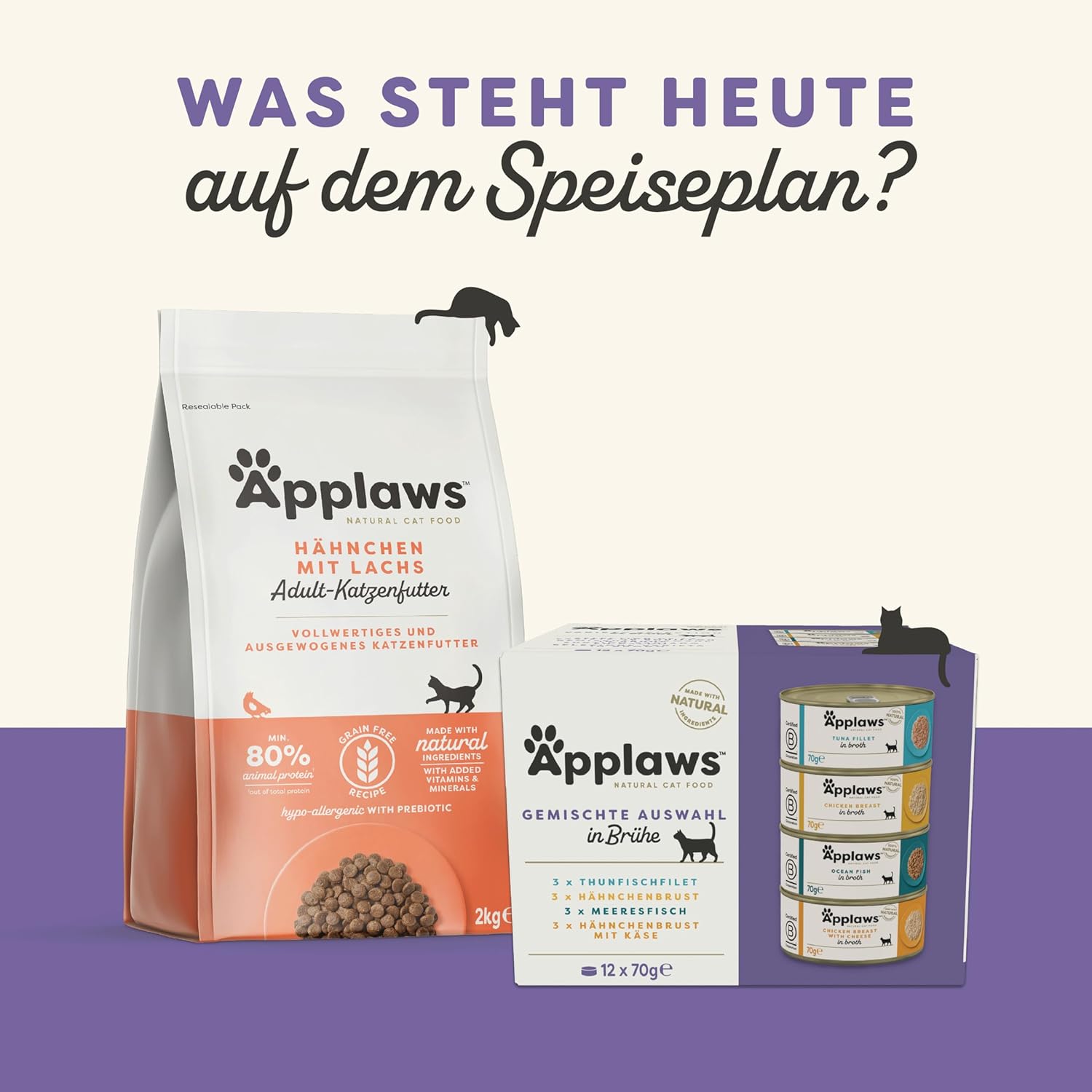 Detalle de Applaws 100% natürlicher, getreidefreier cremiger Katzensnack – 32 Beutel (4×8×15 g) mit Thunfisch, Lachs und Hähnchen