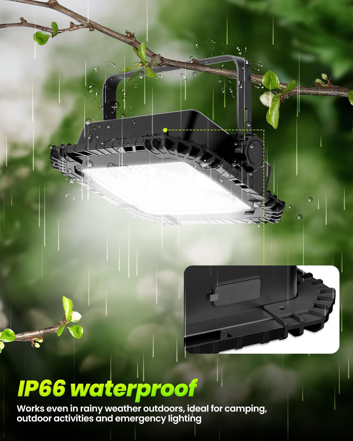 Detalle 2 de CLV reflektor akumulatorowy LED 200 W, 20 000 mAh, IP66, 4 tryby