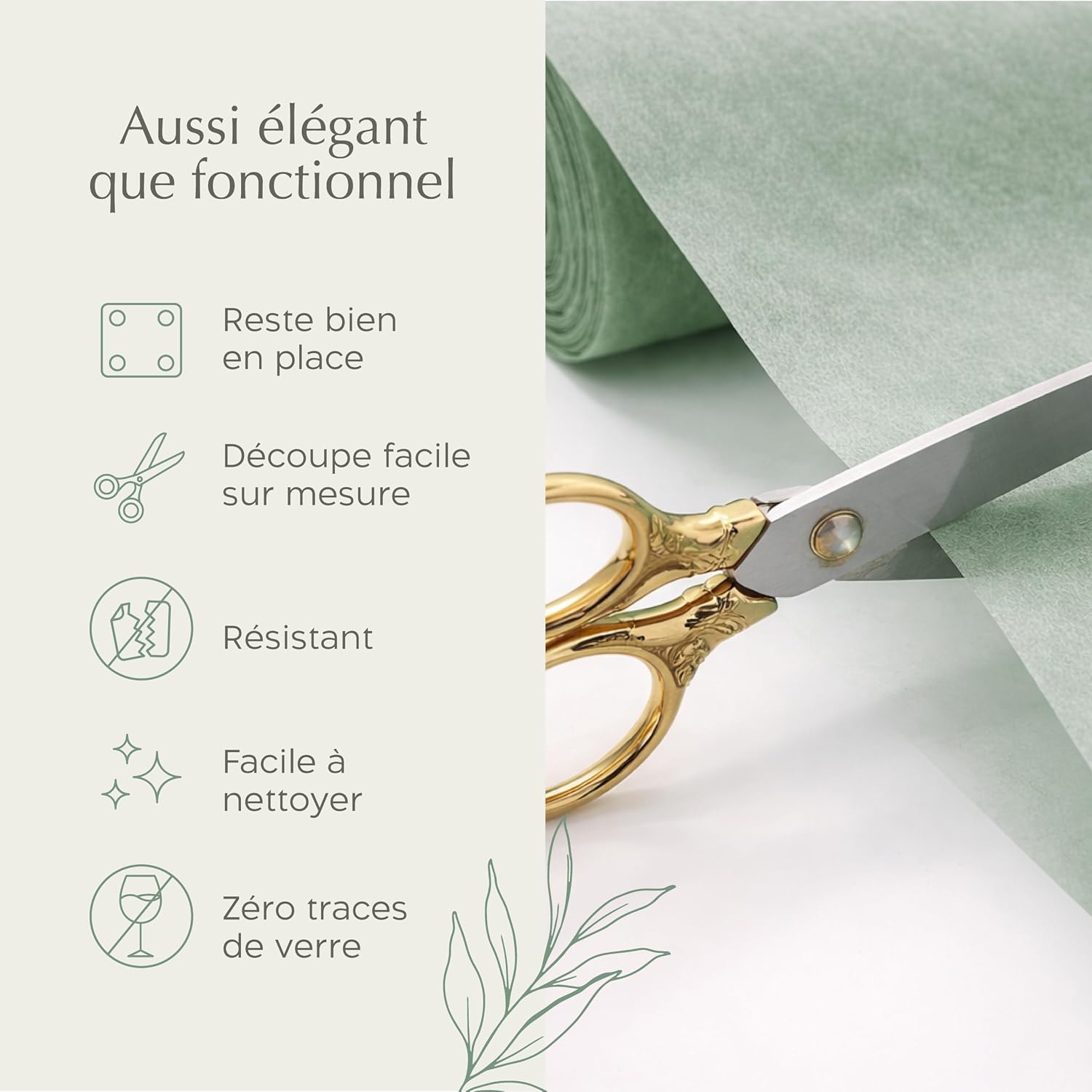 Detalle de Twinzee Chemin De Table Eucalyptus Non Tissé 30 cm x 25 m – Décoration de table polyvalente