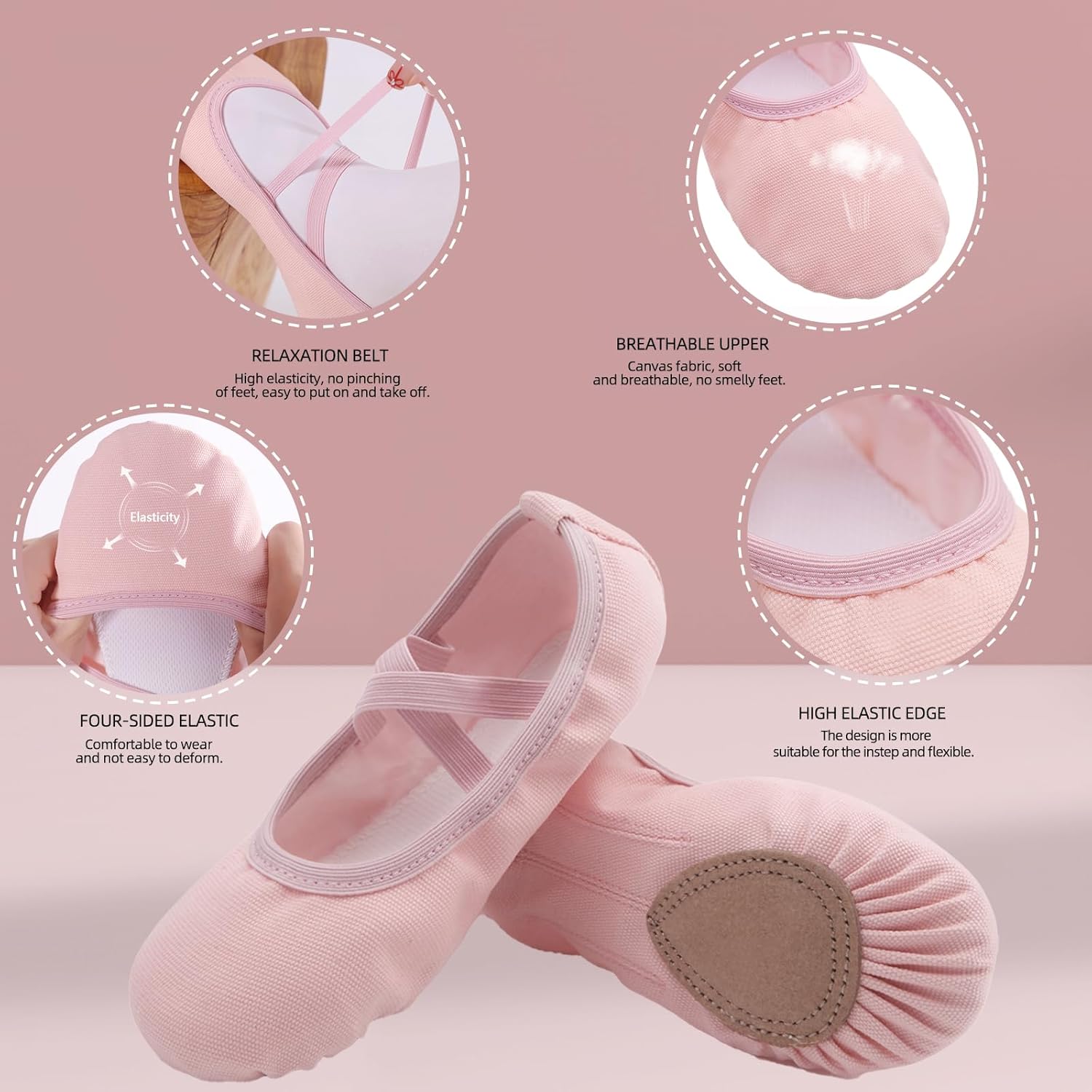 Thumbnail 4 de Acfoda chaussons de ballet en toile douce avec semelle en daim antidérapante (22 à 44 EU)