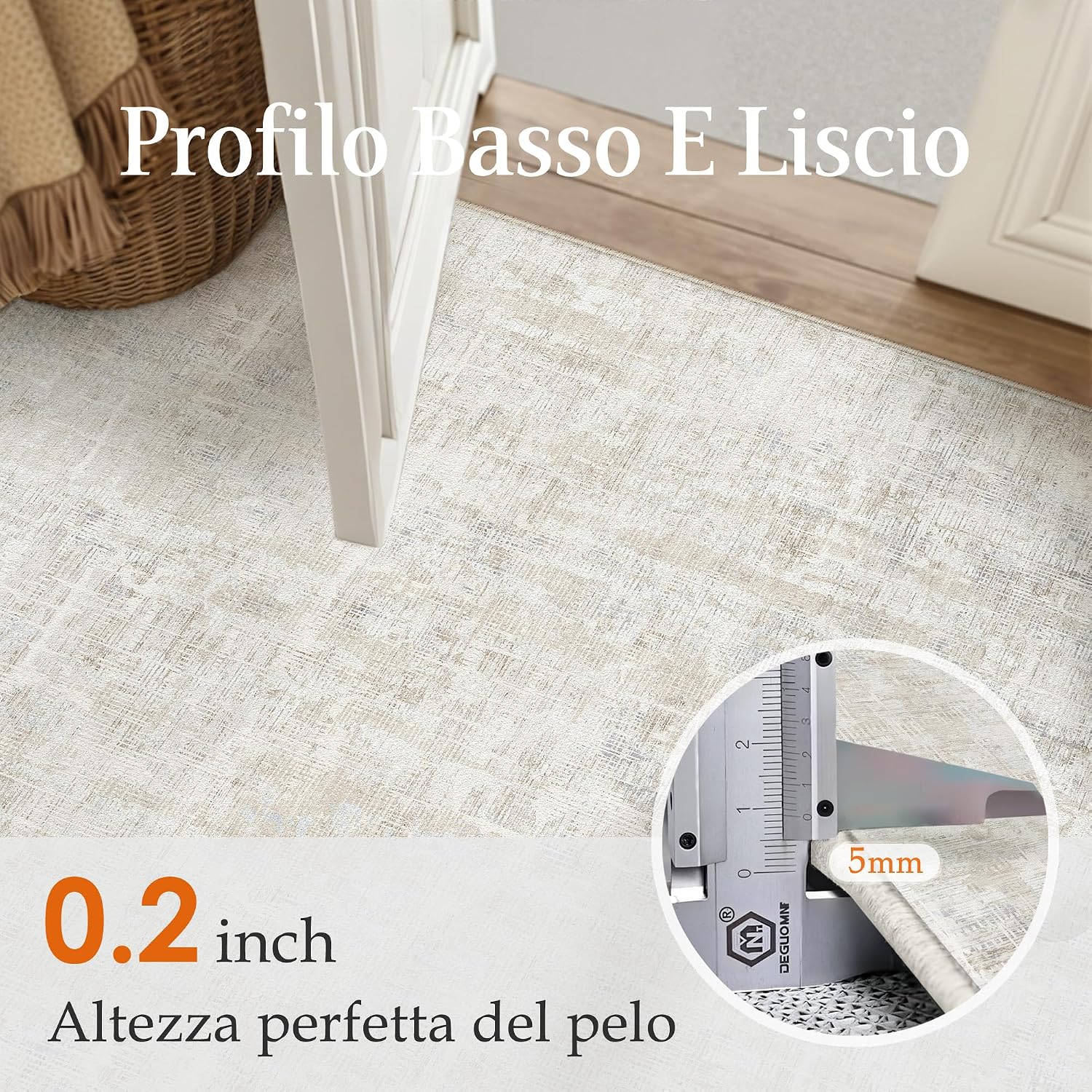 Detalle de PureCozy Tappeto Salotto 200x300 cm Beige – design astratto, lavabile in lavatrice