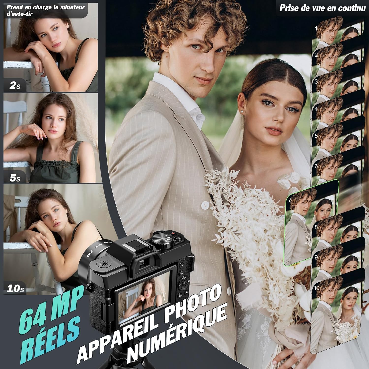 Thumbnail 1 de NBD Appareil Photo numérique 8K 64MP avec autofocus et zoom 16x - Noir