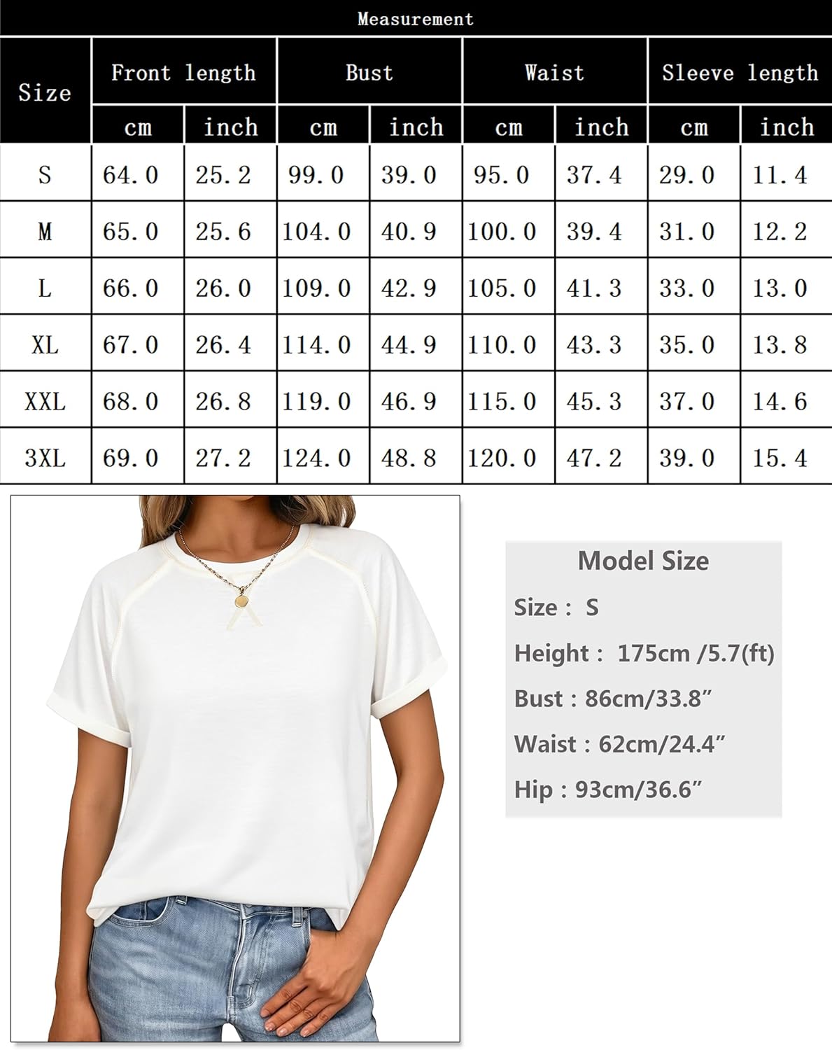 Detalle de Litherday T Shirt Femme Été Col Rond – Basique et Fluide, Manches Courtes en Coton