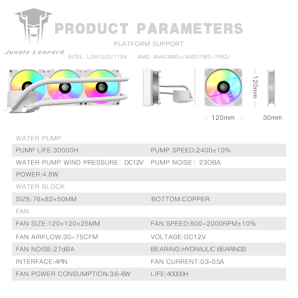 Thumbnail 6 de Jungle Leopard TK1 ARGB Wasserkühlung CPU-Kühler – ARGB PWM, Intel/LGA115X-2066 & AMD AM4/5