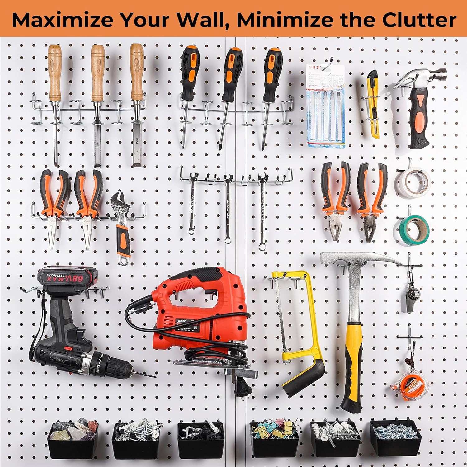 Detalle 2 de INCLY NC0235 320-Piece Pegboard Organizer Kit with Hooks and Bins