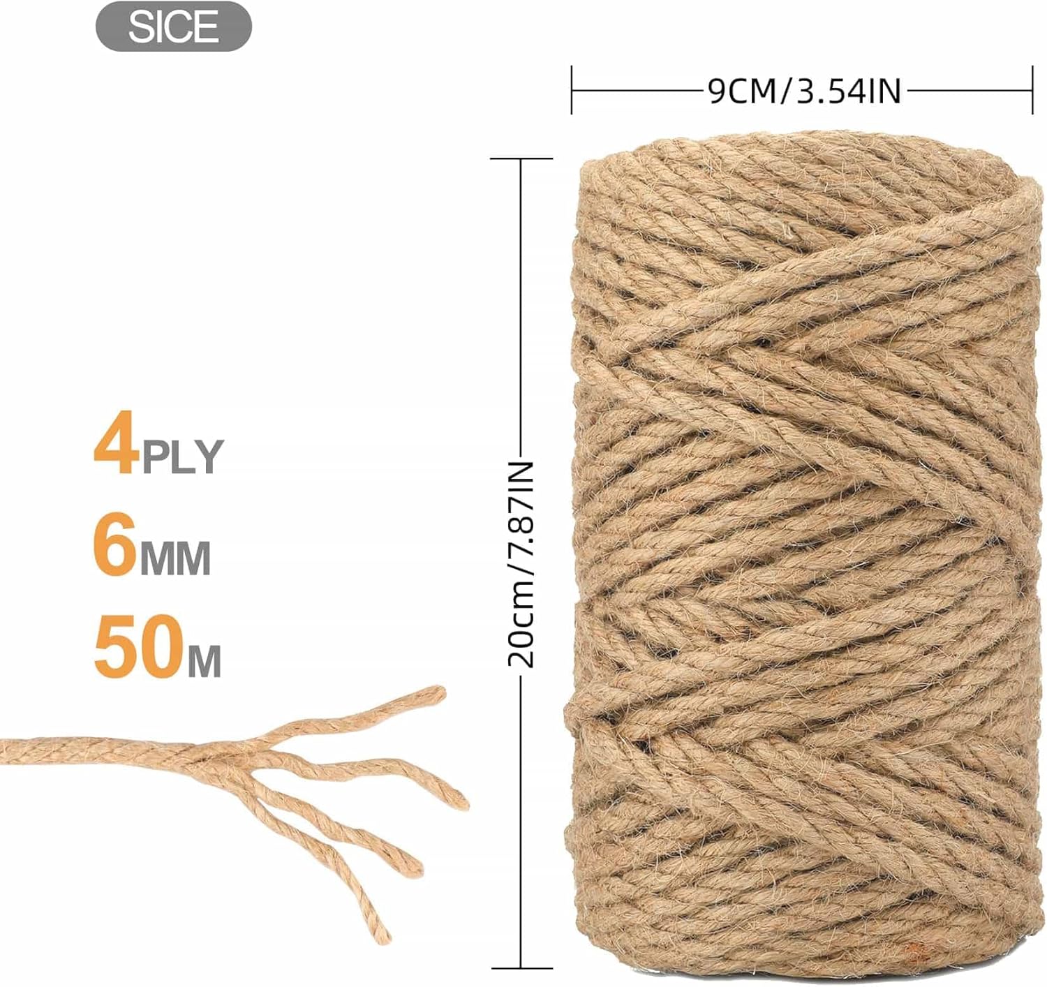 Detalle 2 de 6mm x 50m Sisal Cat Scratching Rope for Repairs 🐱