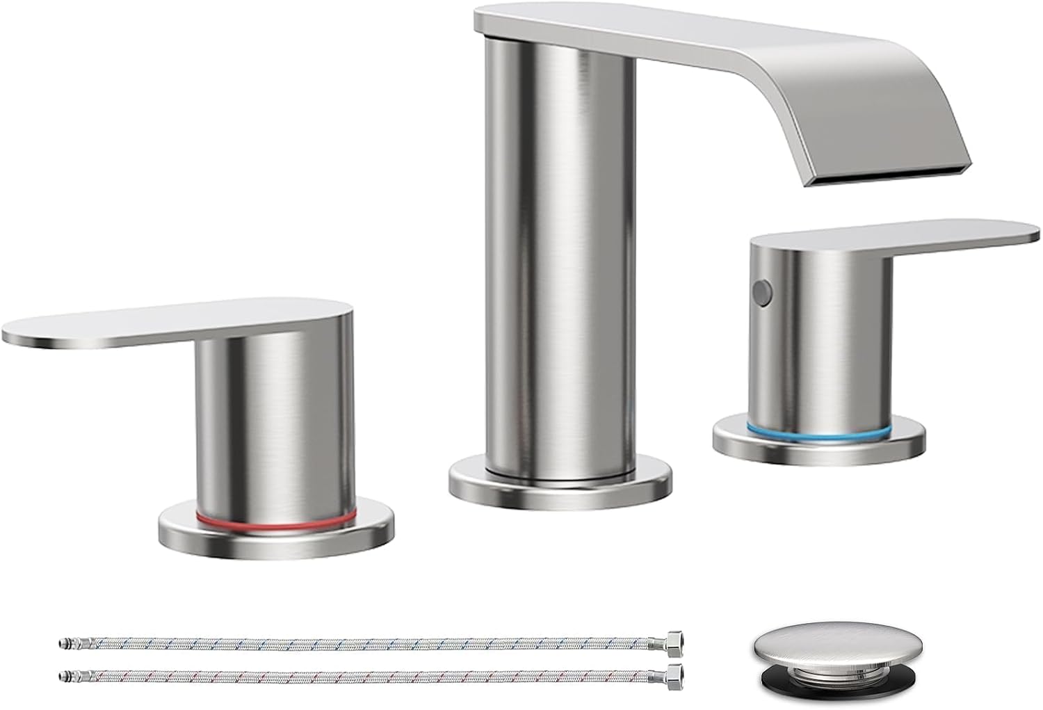 Detalle de Homevacious HM7165055N Widespread Waterfall Bathroom Faucet, Brushed Nickel