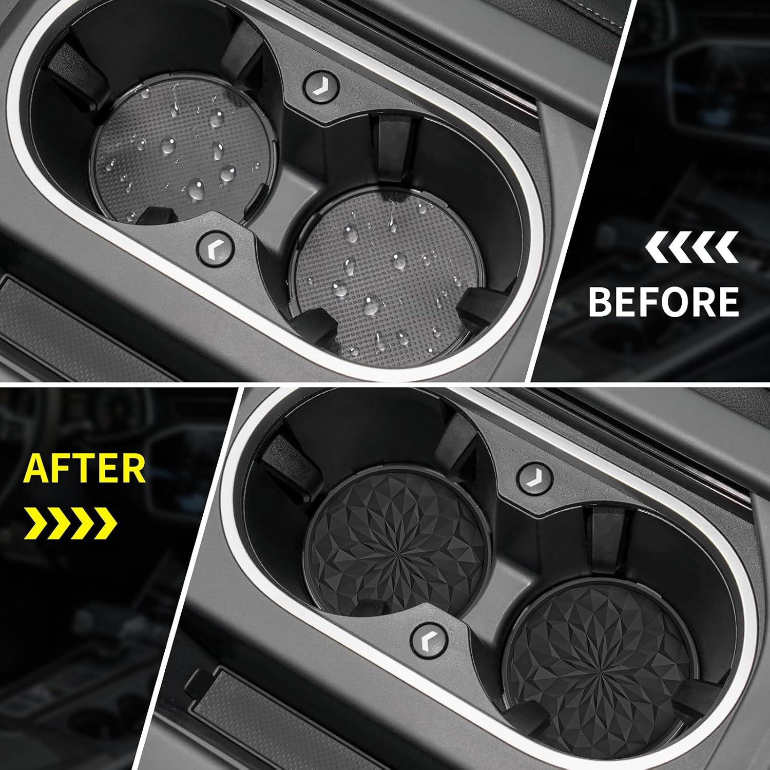 Thumbnail 3 de STLIAN Car Coasters for Cup Holders (4 Pack) – 2.75in Silicone, Non-Slip, Black