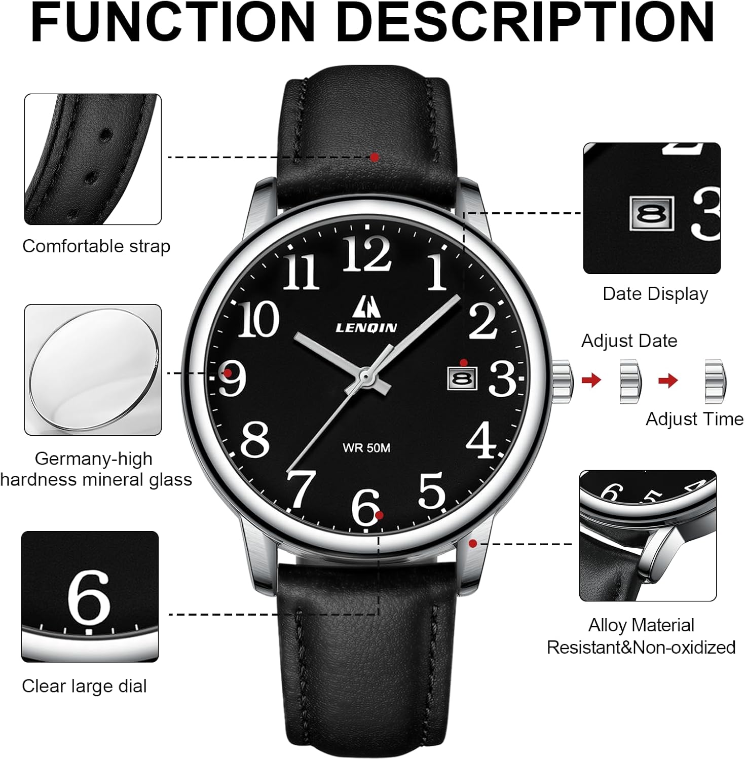 Detalle 2 de Herren Uhr Quarz 38 mm Analog