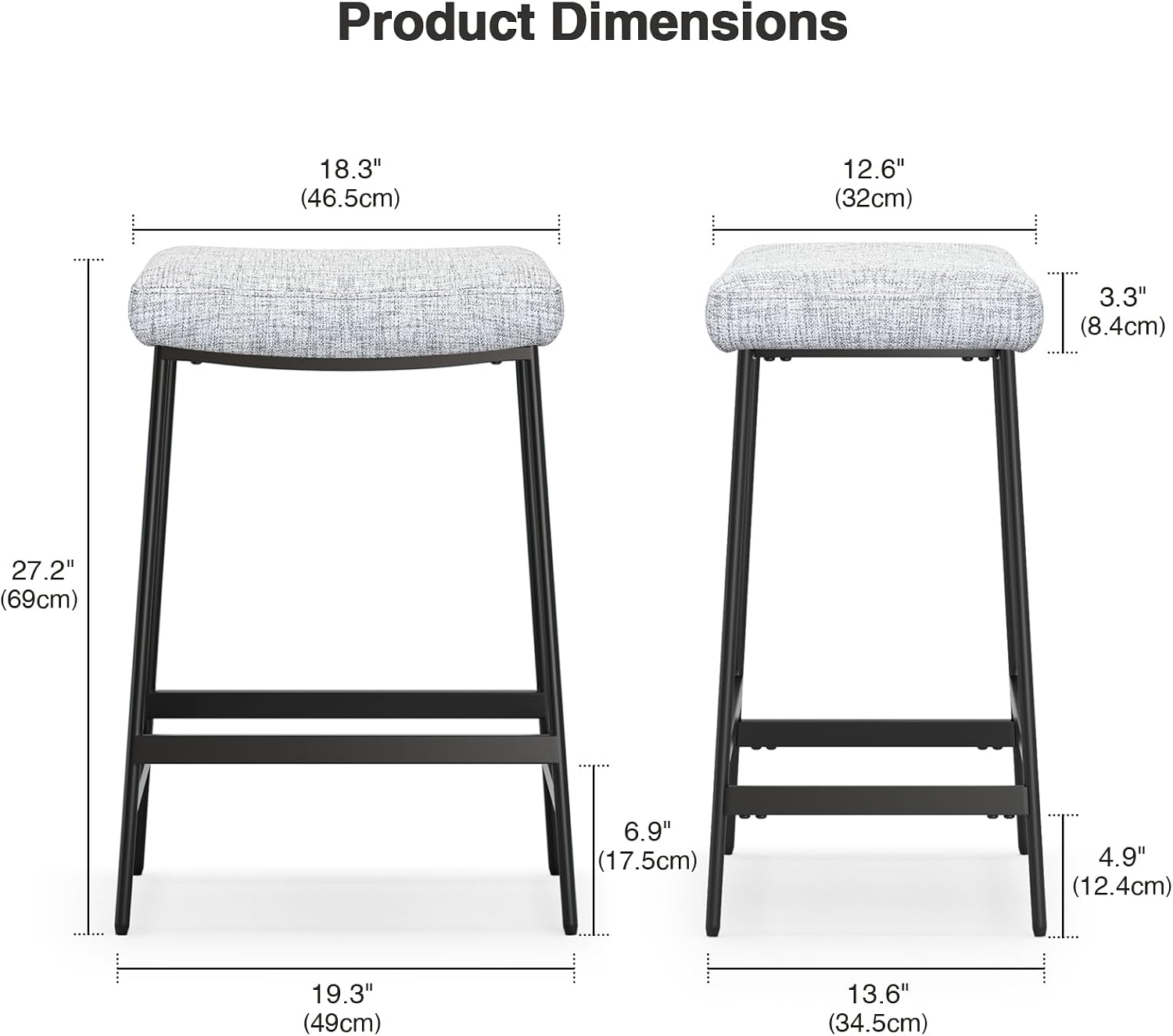 Detalle 2 de Skokliz CH006-AM7CA45372 Backless Counter-Height Bar Stools, Set of 2