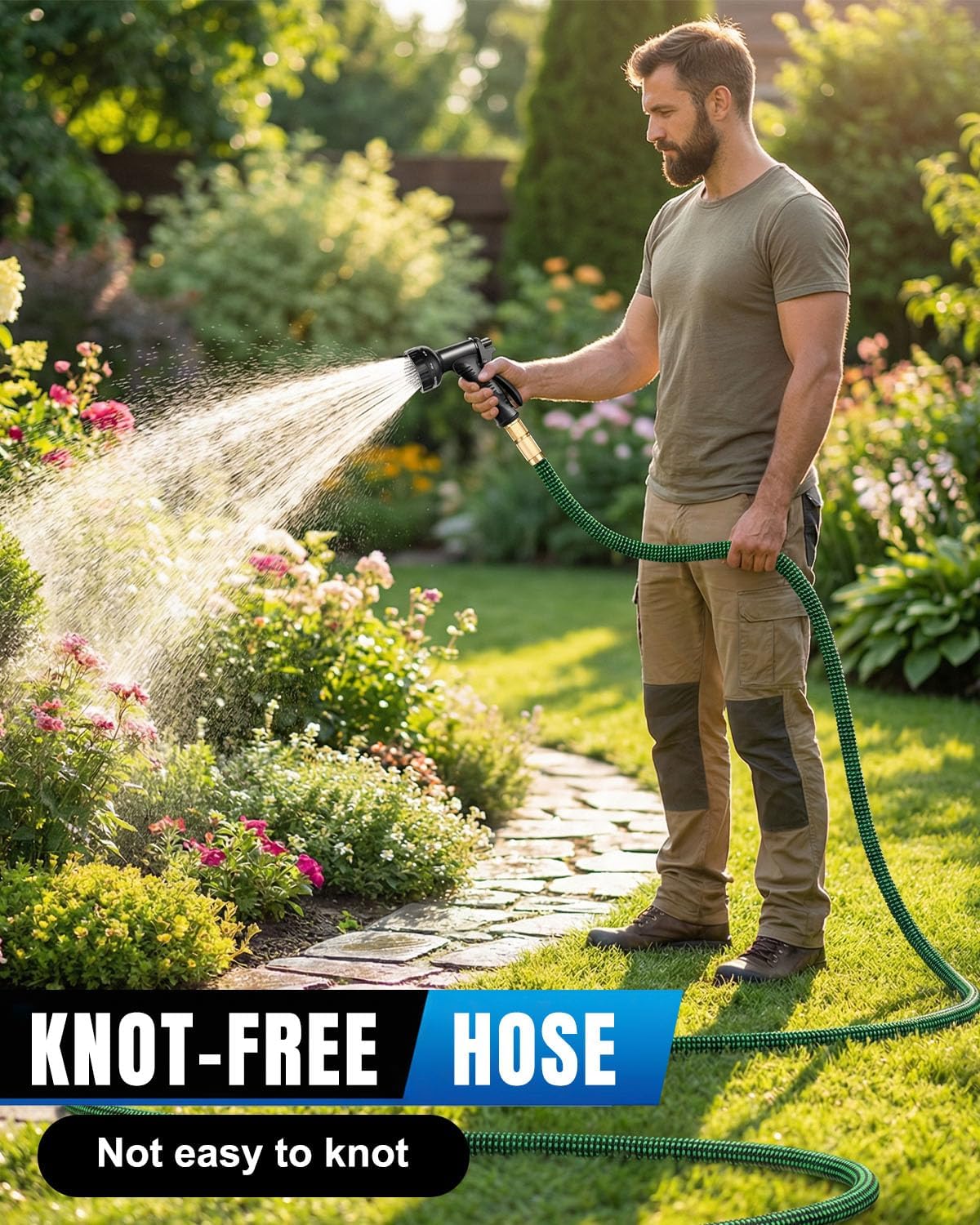 Thumbnail 6 de 150FT Expandable Garden Hose with 10-Pattern Thumb Control Nozzle and 3/4" & 1/2" Connectors
