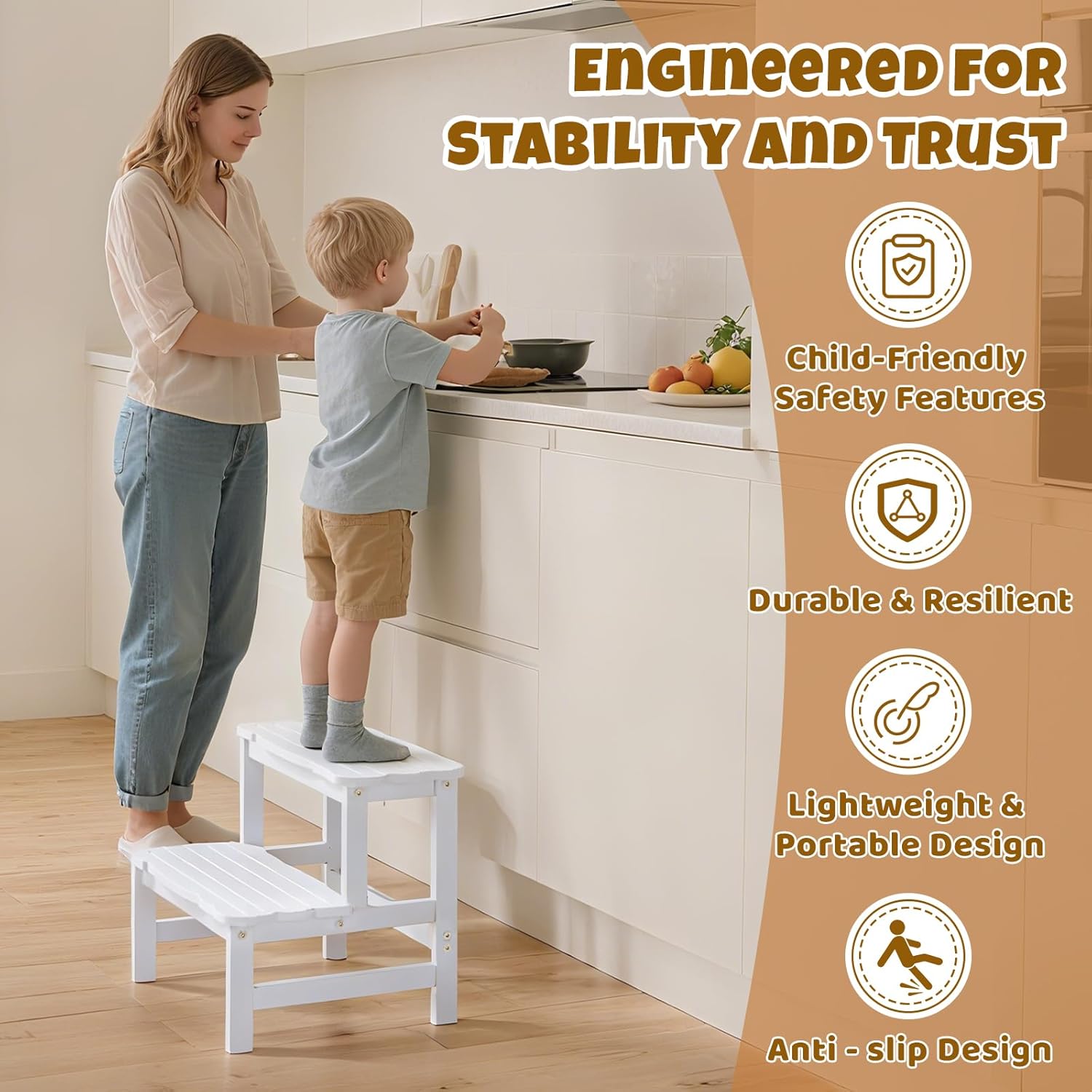 Detalle 2 de COSYLAND bamboo step stool 300 lbs