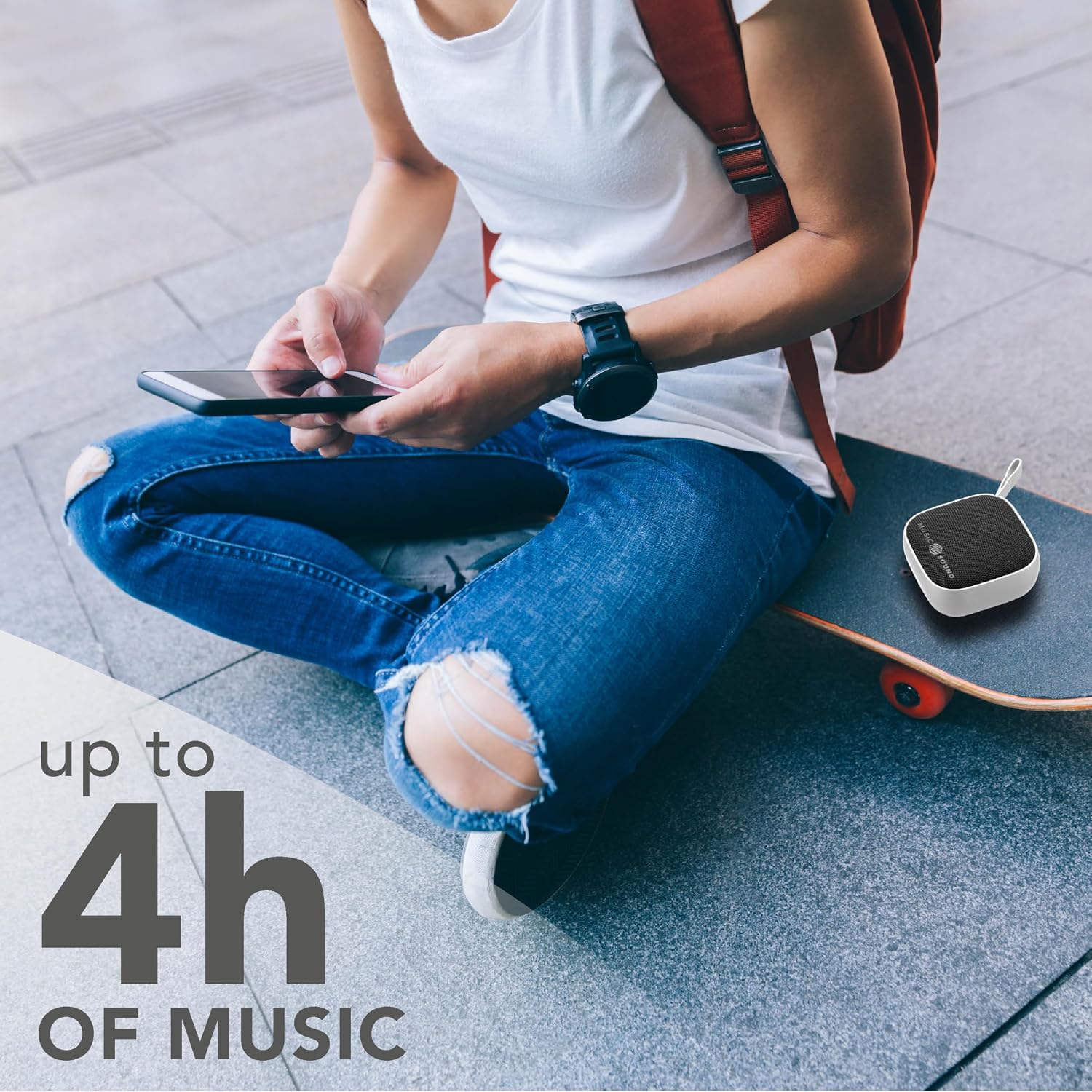Detalle 2 de Music Sound Mini : enceinte Bluetooth compacte de 3 W, autonomie jusqu’à 4 h, blanc