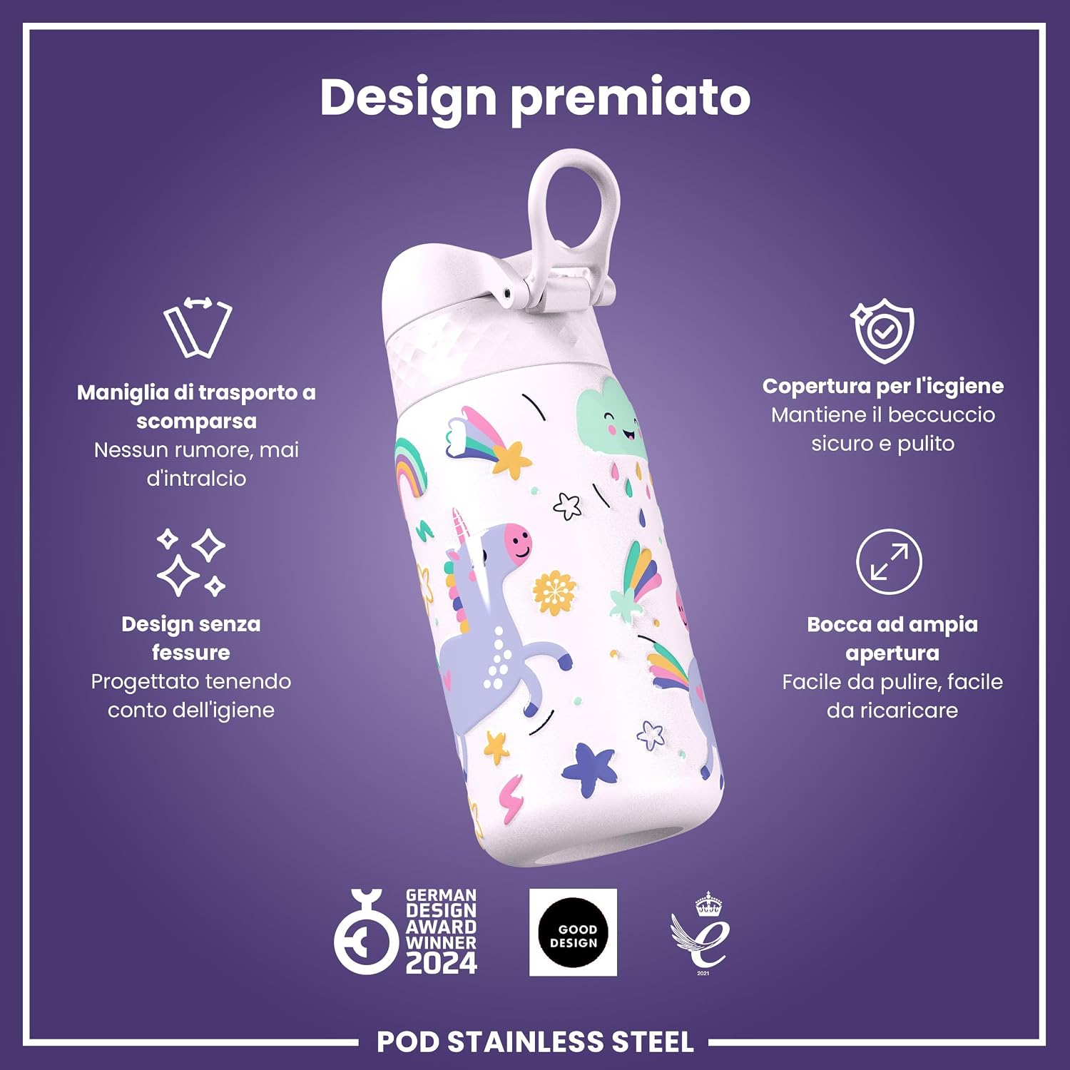 Thumbnail 5 de Ion8 Borraccia 400ml Unicorni Rosa