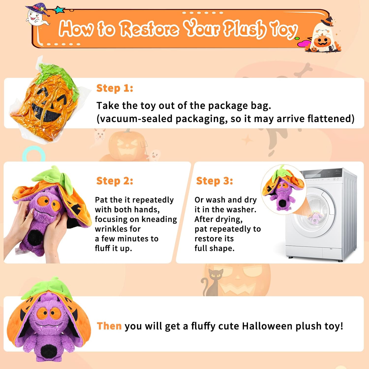 Thumbnail 6 de MIAODAM Bat Stuffed Animal 11" Reversible Plush 🎃 (bat plush)