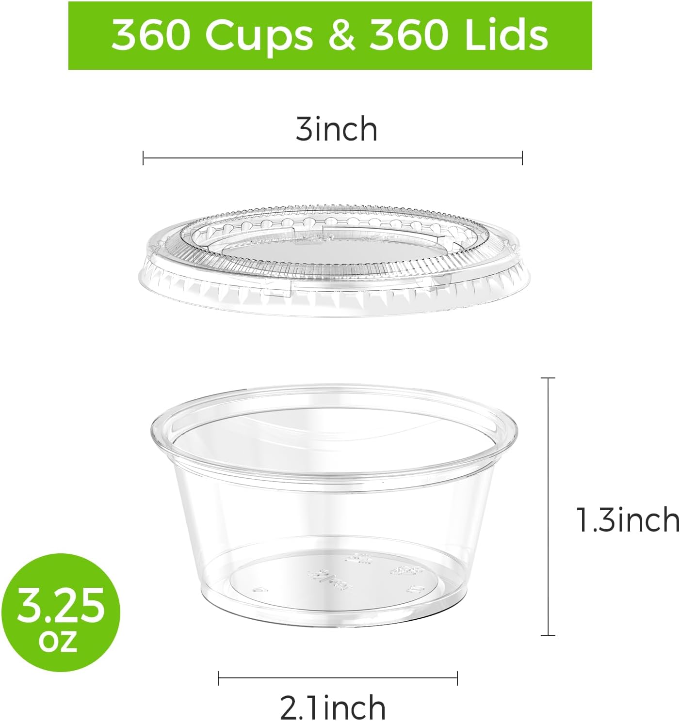 Detalle 2 de Dealusy 360 Set 3.25 oz Jello Shot Cups with Lids (360-pack)