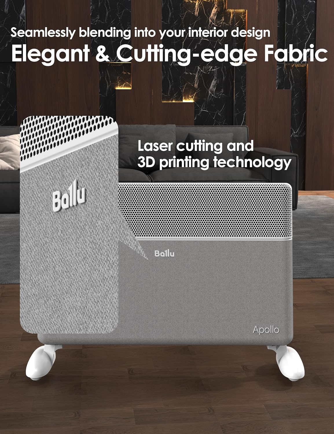 Thumbnail 5 de Ballu NCA1-4.6-PRO FABRIC WHITE Convection Heater, Wi-Fi and Remote