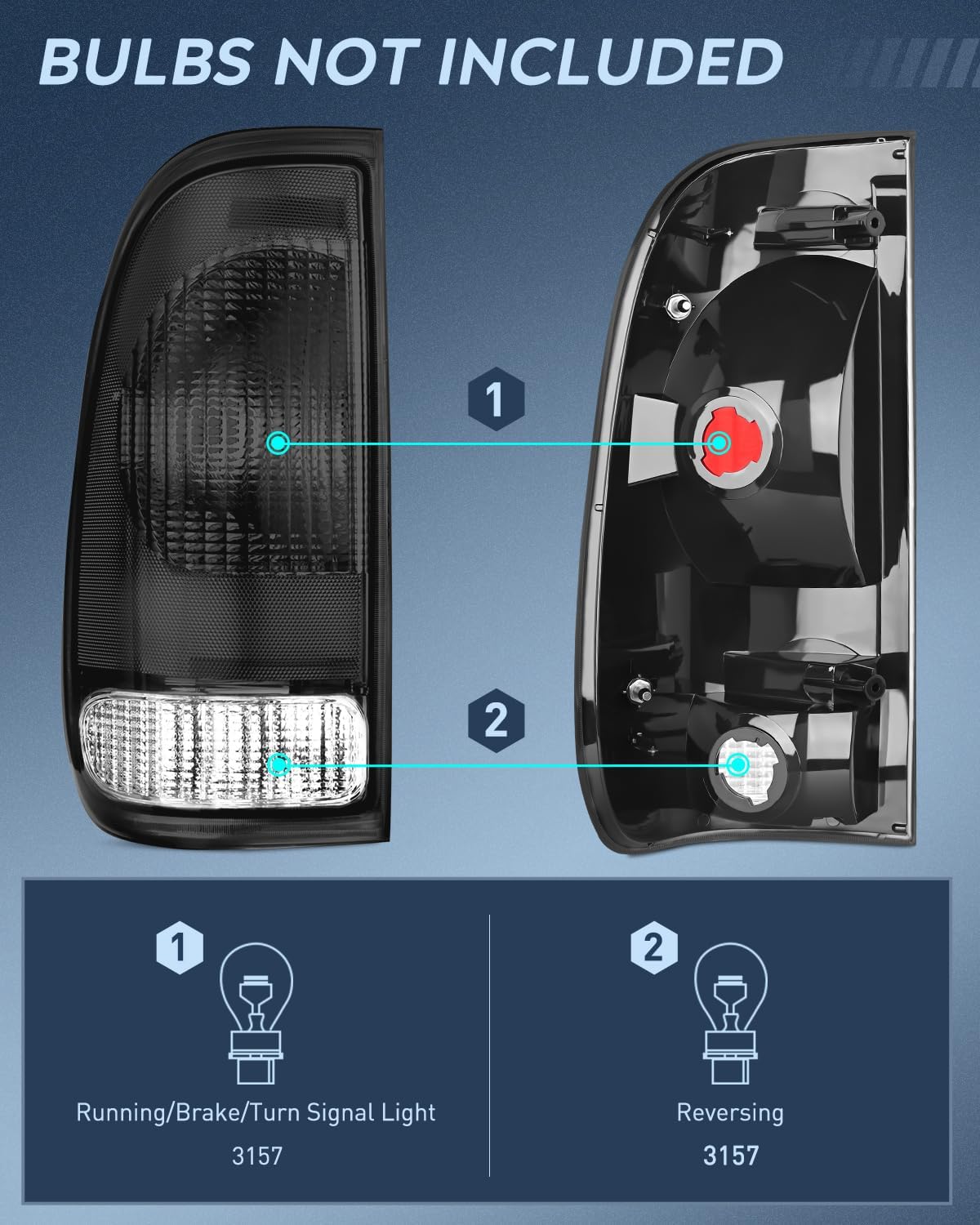 Detalle de Nilight Smoke Rear Taillight Assembly Pair for 1997-2007 Ford F-150 Styleside & F-Series Super Duty
