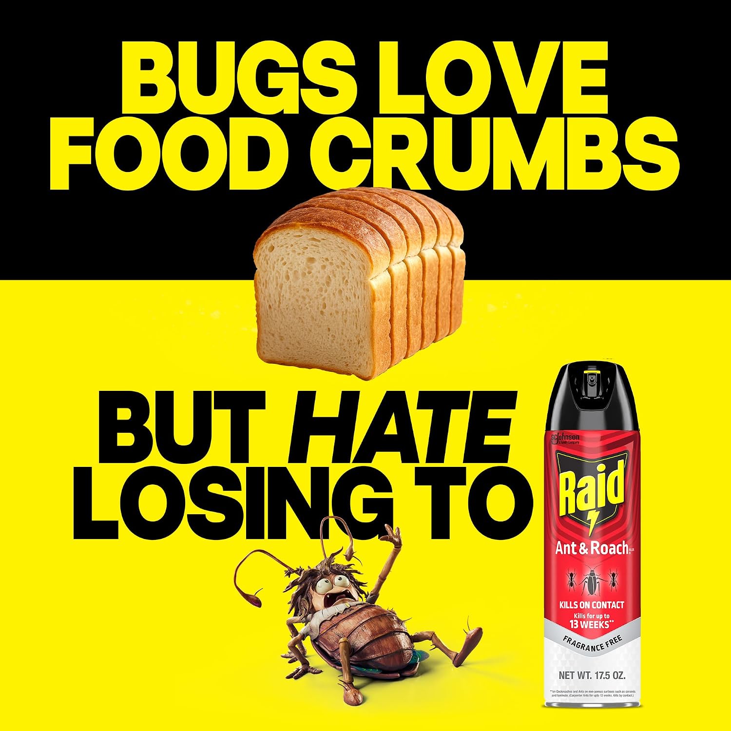Detalle de Raid Ant & Roach Killer Bug Spray, Fragrance Free, 17.5 oz, 2 Count