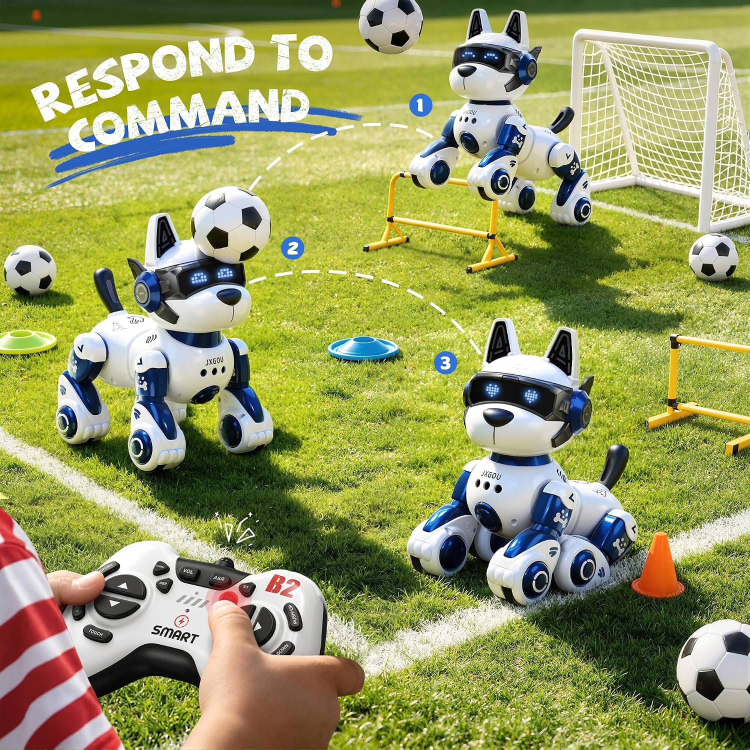 Detalle de Ozega Robot Dog-988A-7 Blue Interactive Robot Dog with Voice and App Control