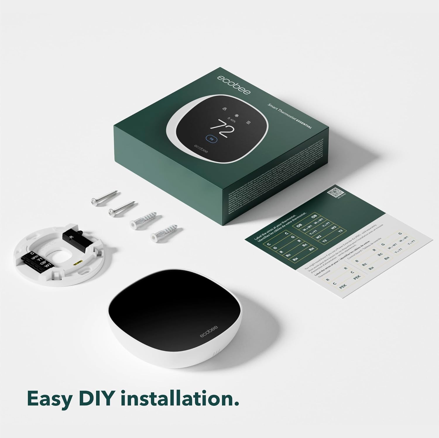 Detalle de ecobee Smart Thermostat Essential (Energy Star) — Programmable Wi‑Fi Thermostat with Alexa, Siri & Google Assistant Support