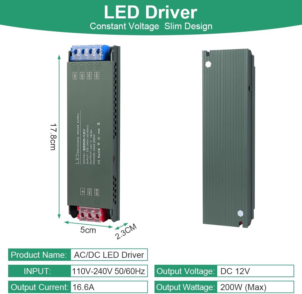 Thumbnail 1 de URAQT 12V LED Driver 200W 12V transformer for strip lights 🔌